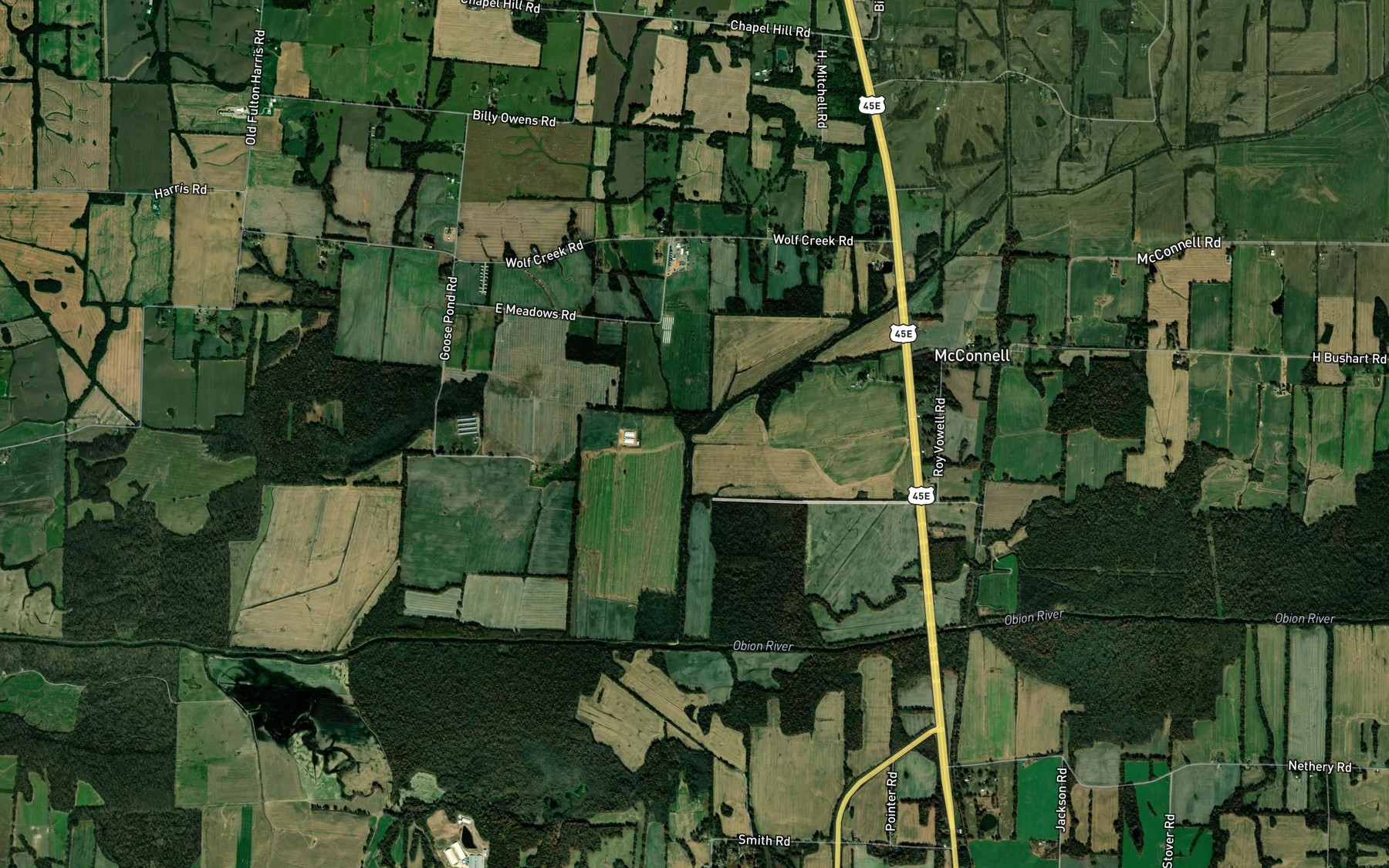 Satellite map of the Wolf Creek