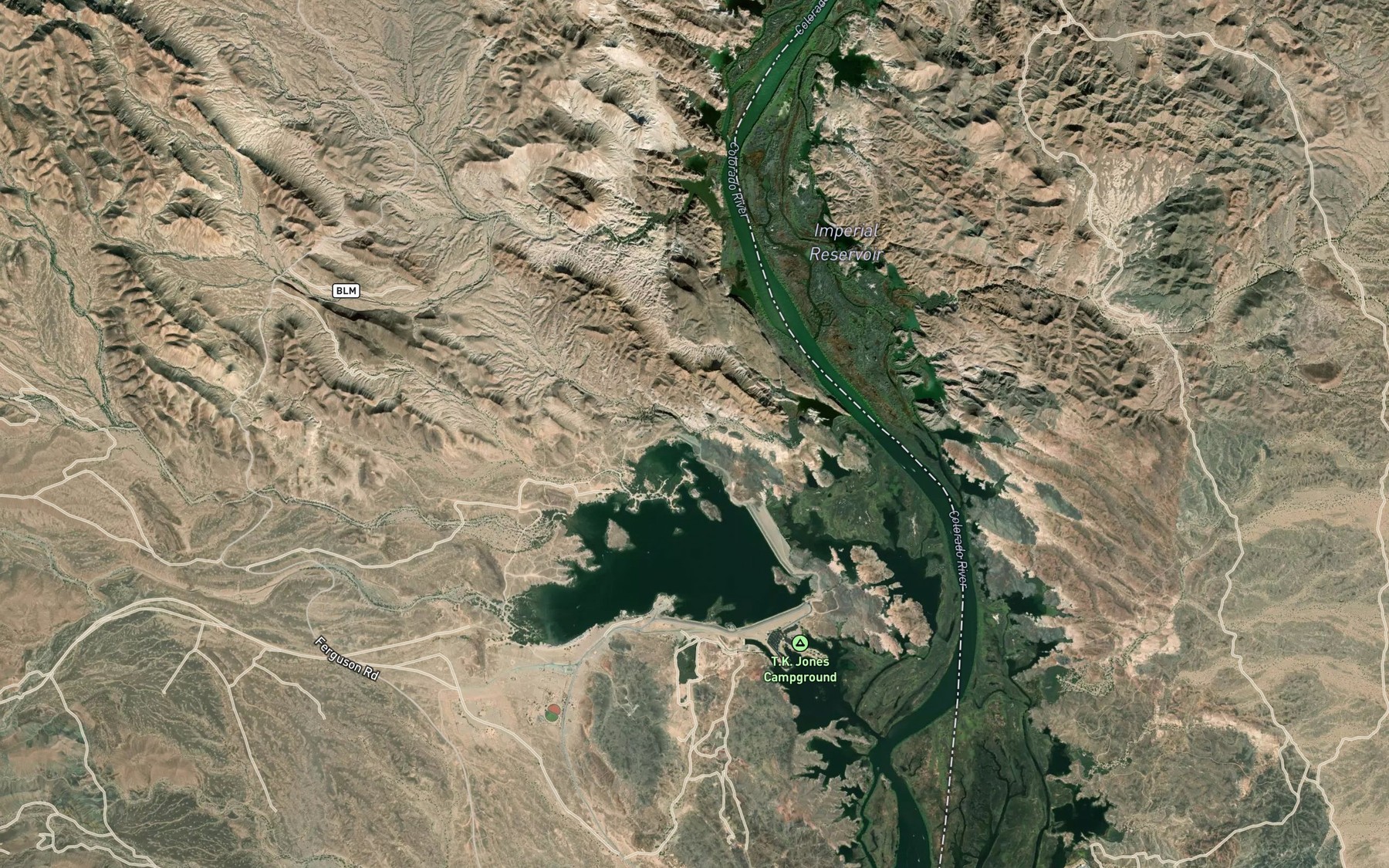 Satellite map of the Senator Wash Reservoir