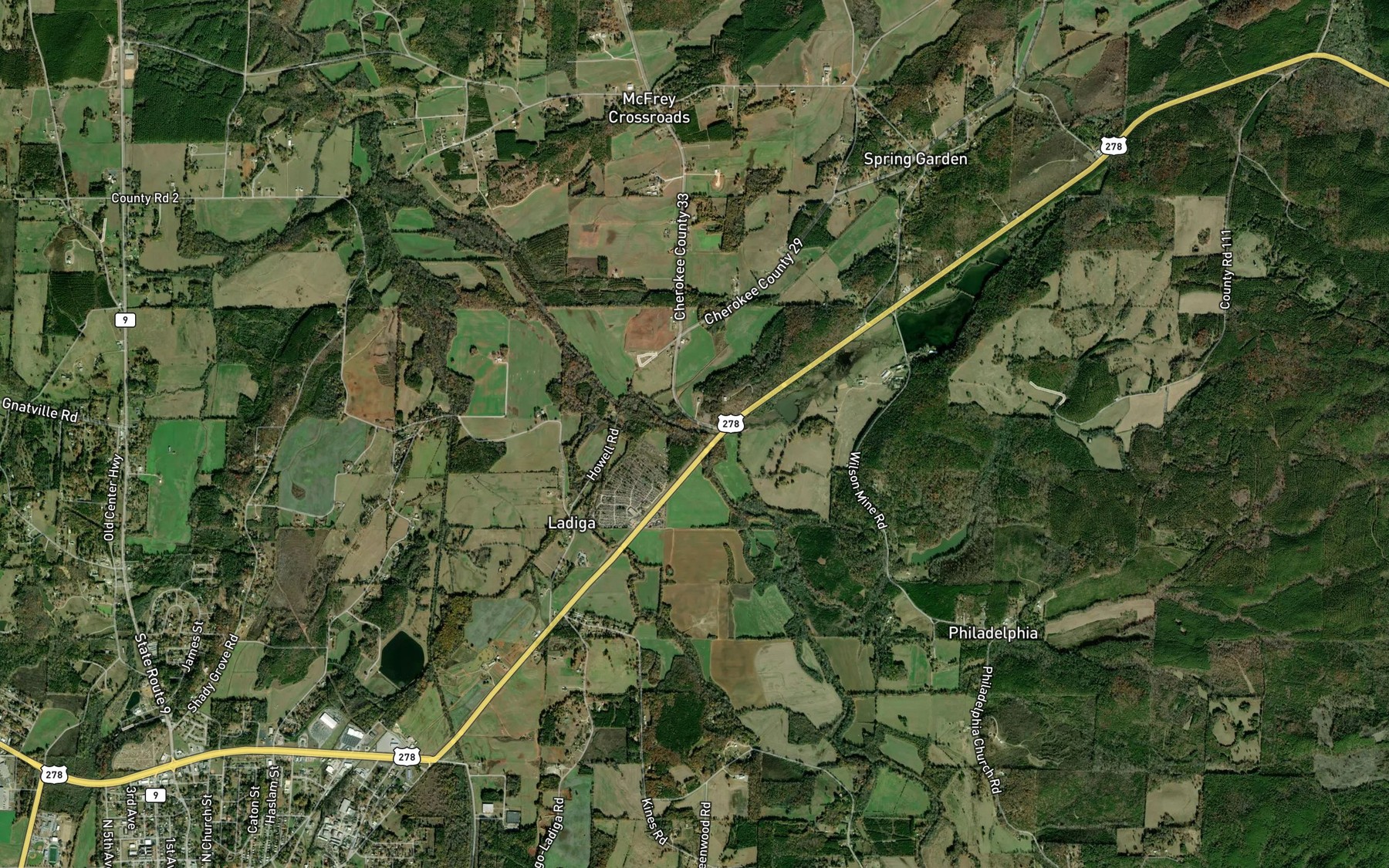Satellite map of the Glade Branch