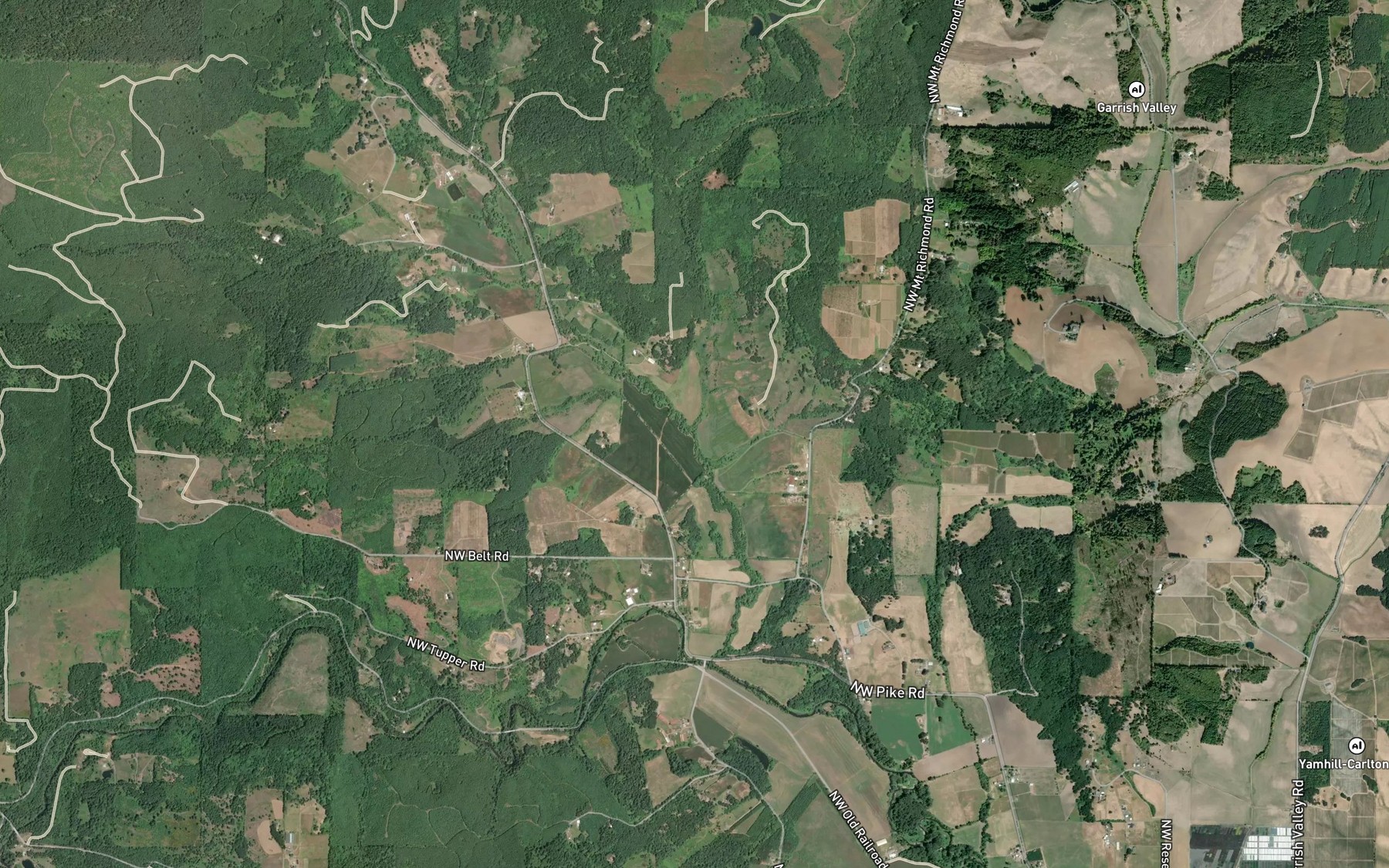 Satellite map of the Hawn Creek