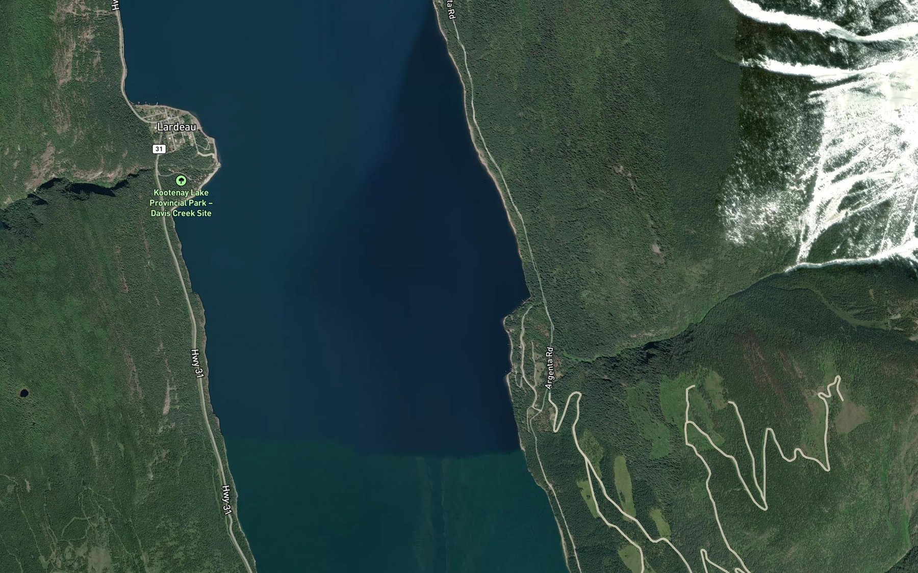 Satellite map of the Bulmer Creek