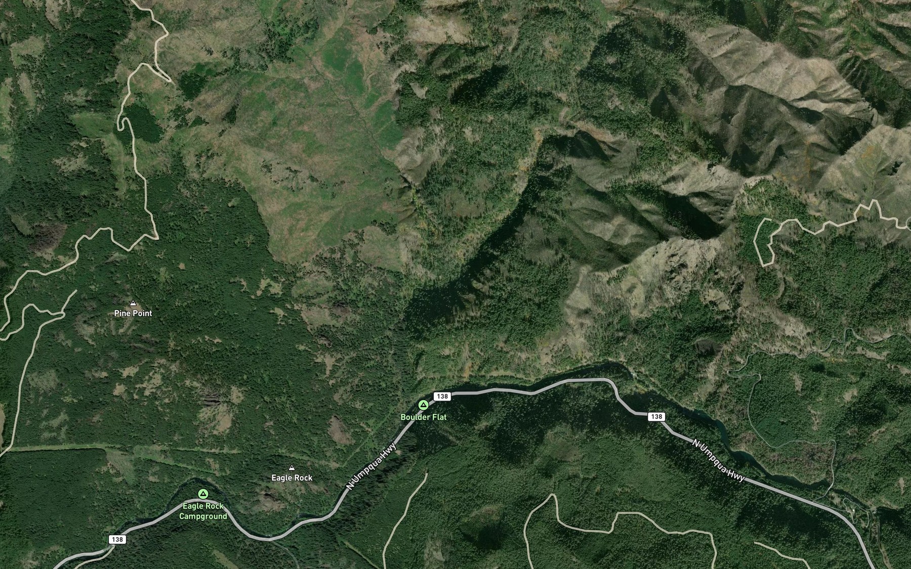 Satellite map of the Rattlesnake Creek