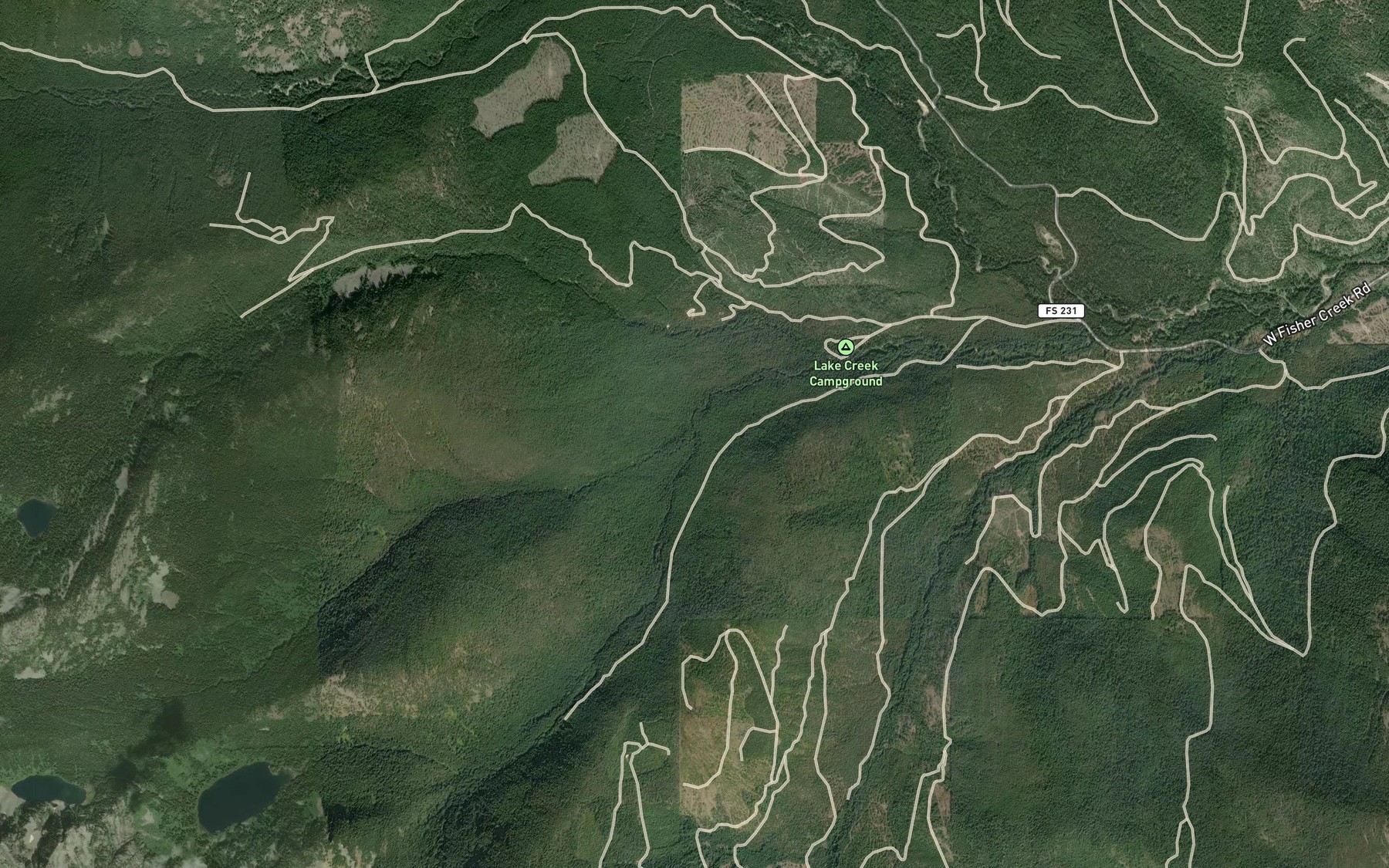 Satellite map of the Fourth of July Creek
