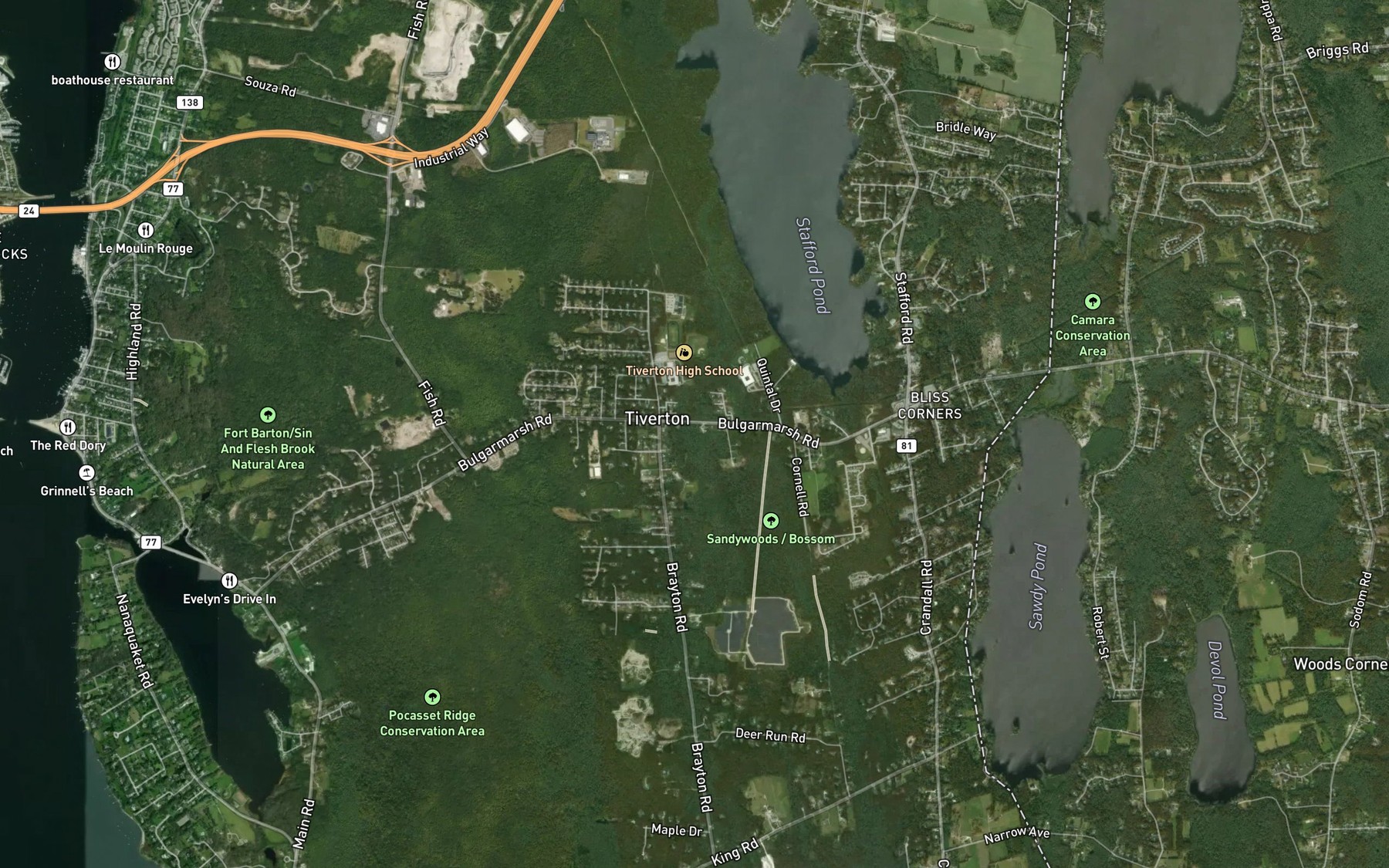 Satellite map of the Adamsville Brook