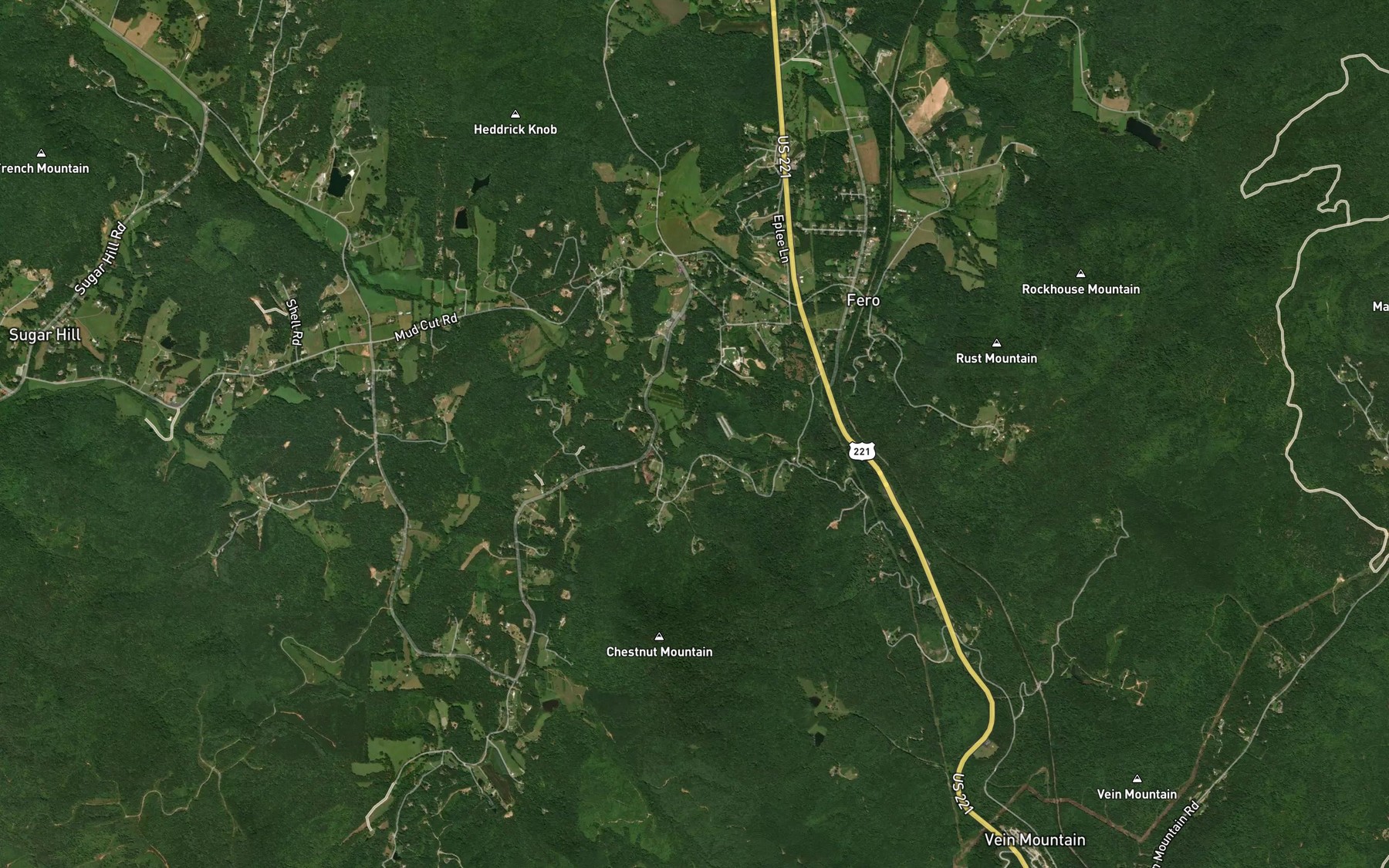 Satellite map of the Beaverdam Branch