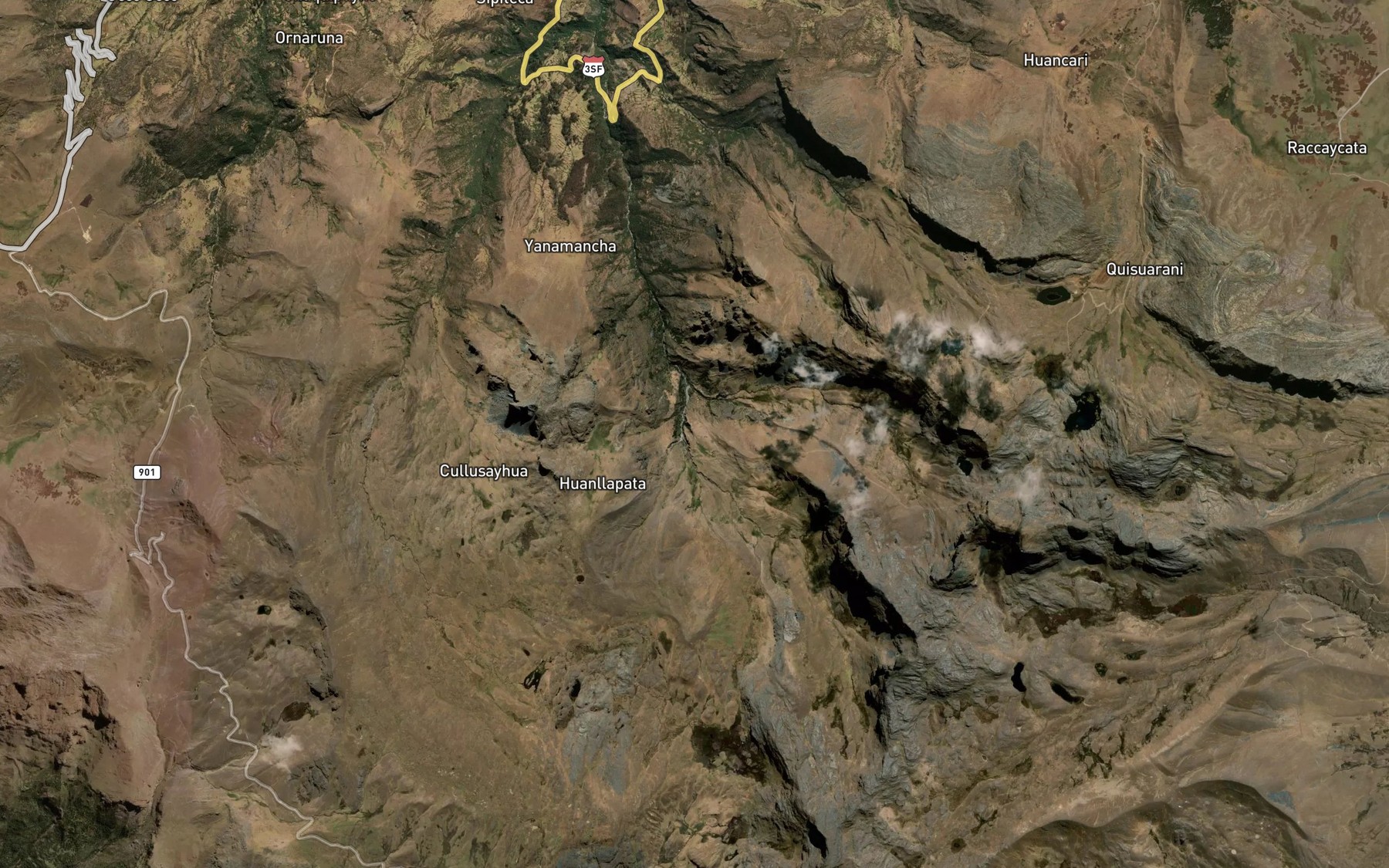 Satellite map of the Quebrada Caccha
