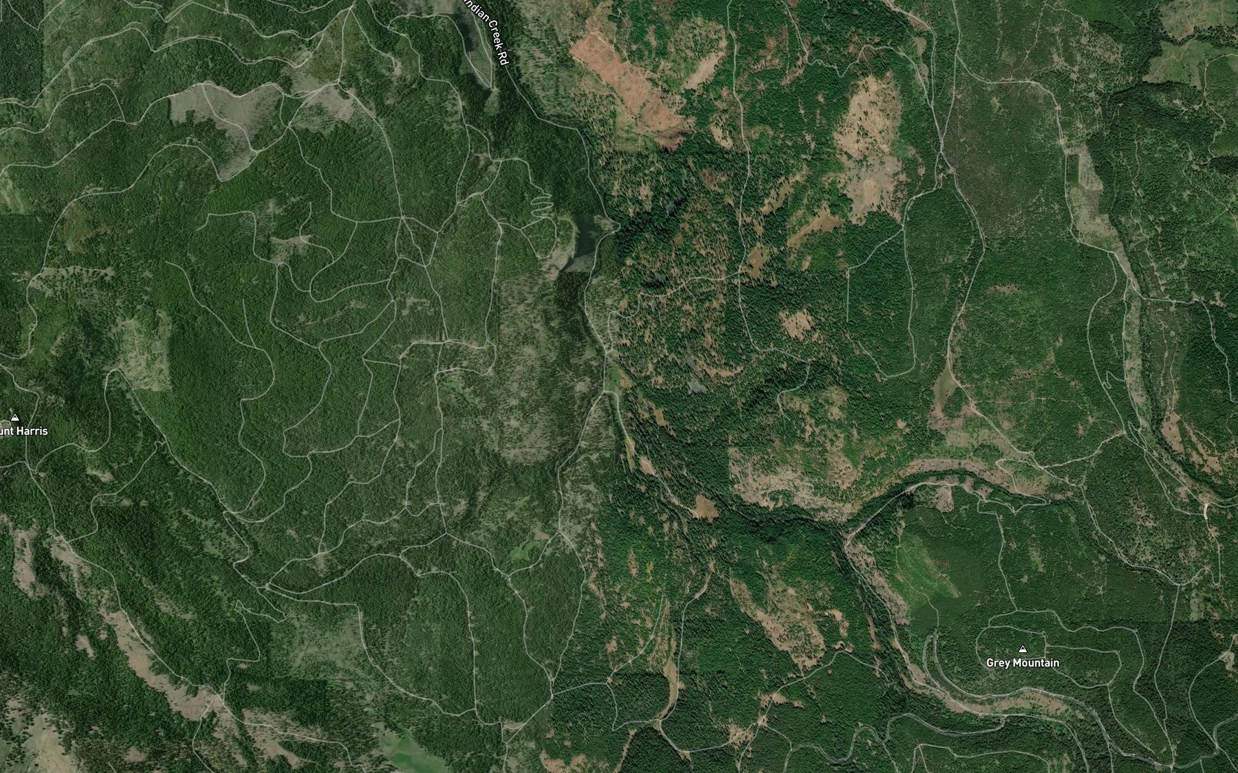 Satellite map of the Little Indian Creek