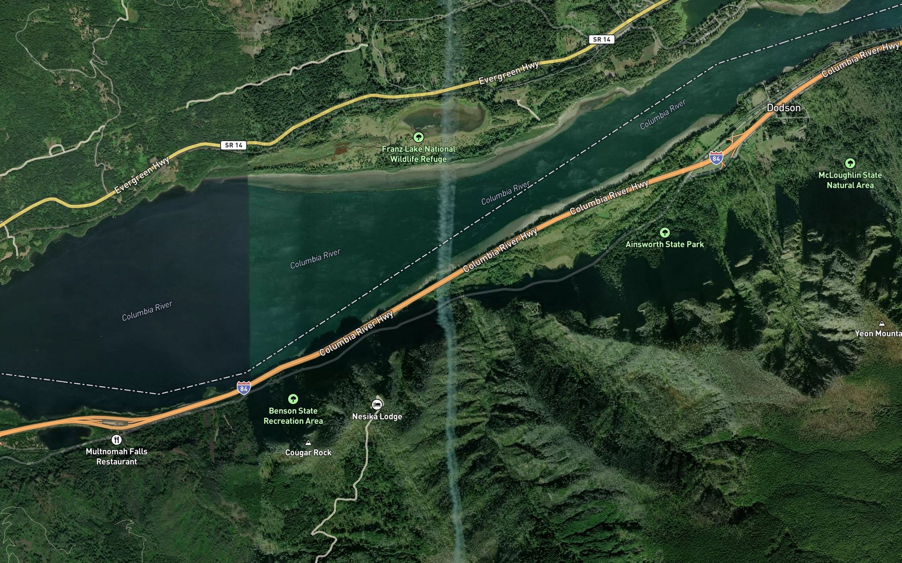 Satellite map of the Horsetail Creek