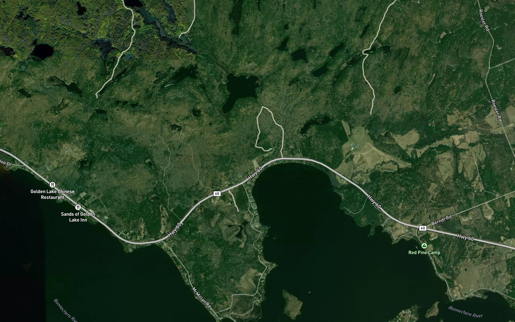 Satellite map of the Sauers Creek