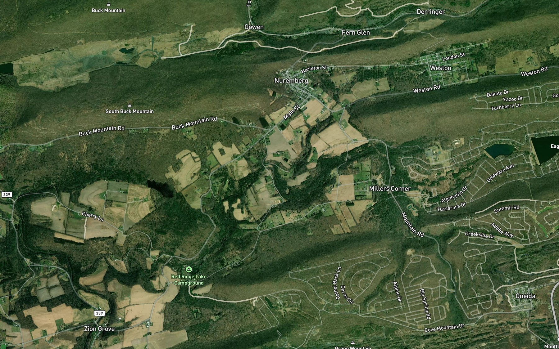 Satellite map of the Raccoon Creek
