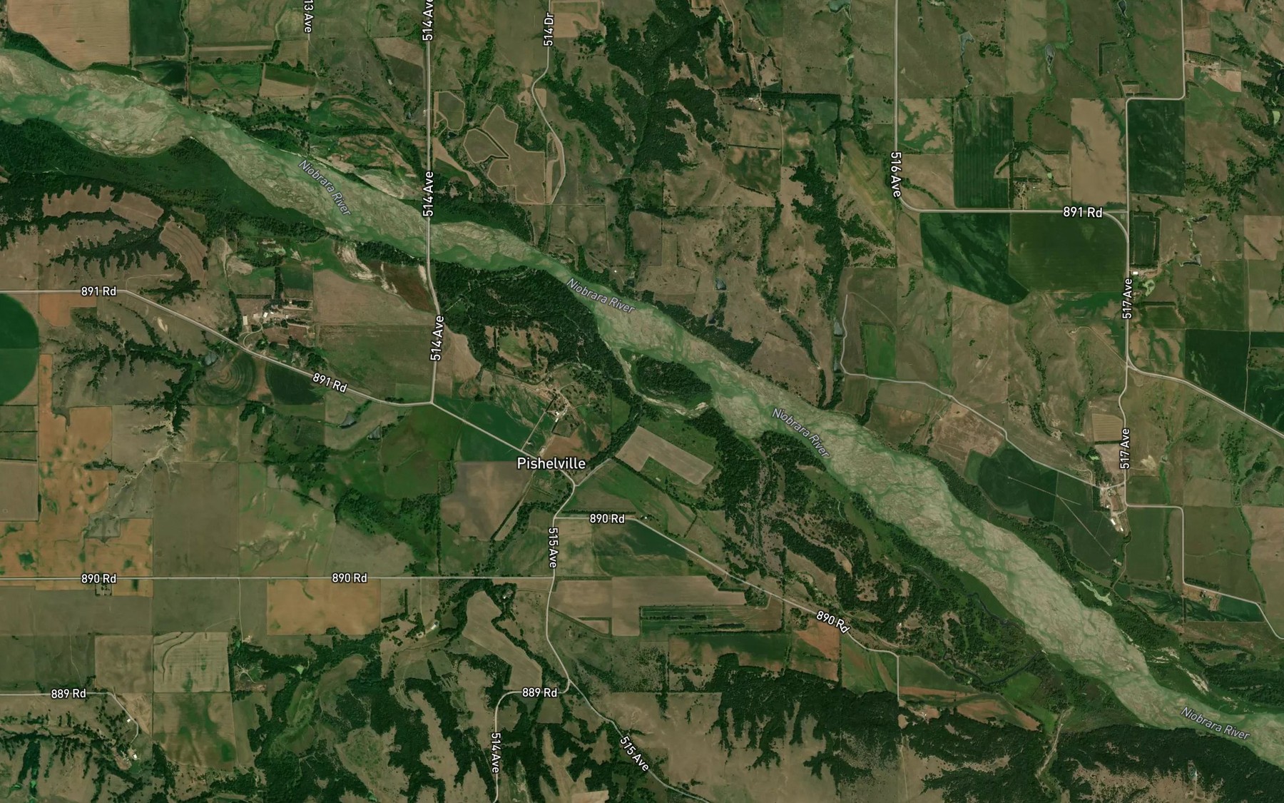 Satellite map of the Pishel Creek