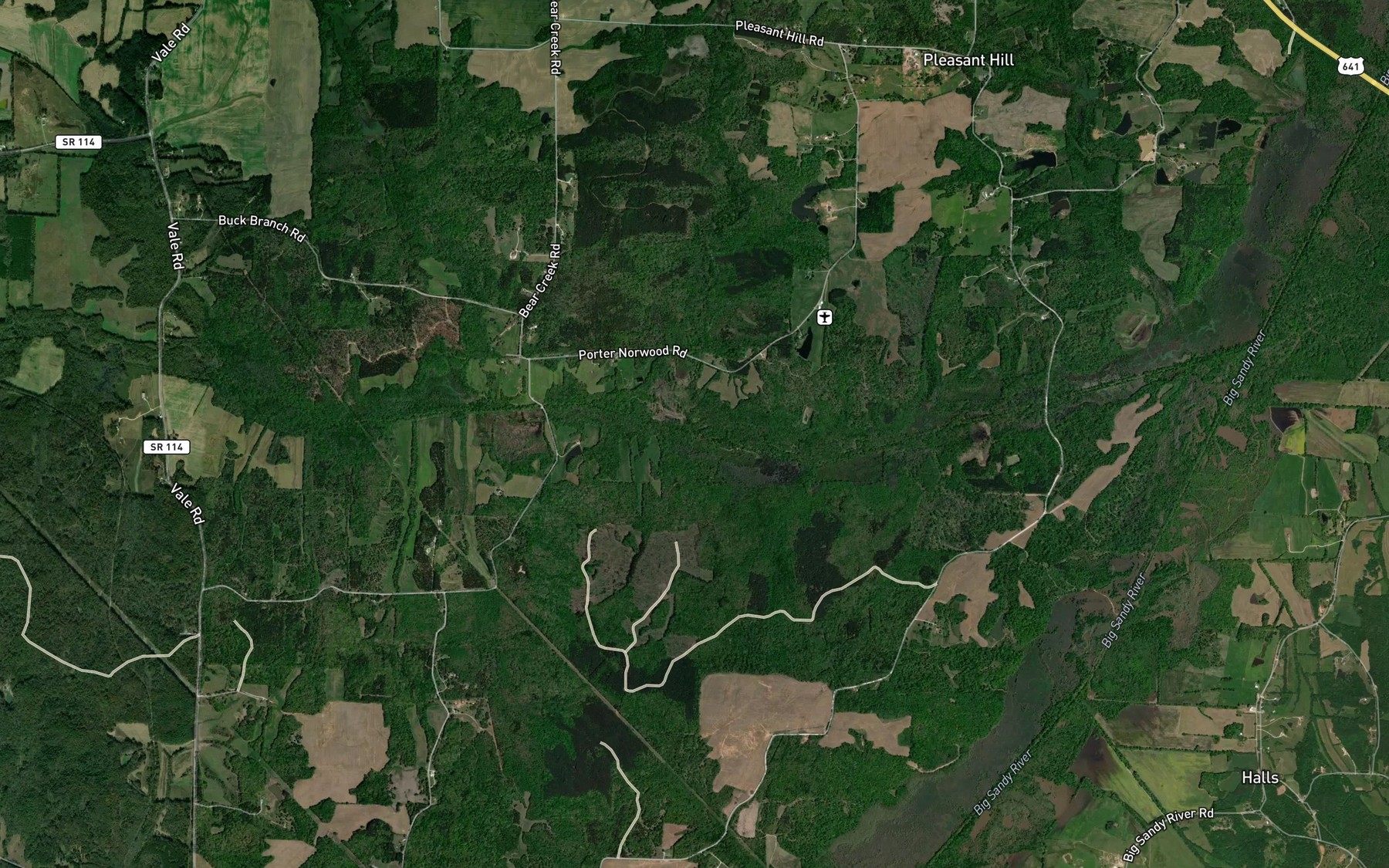 Satellite map of the Camp Branch
