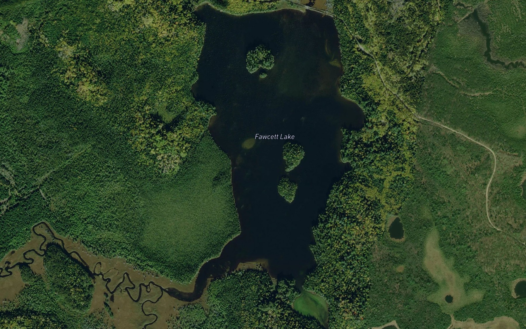 Satellite map of the Fawcett Lake