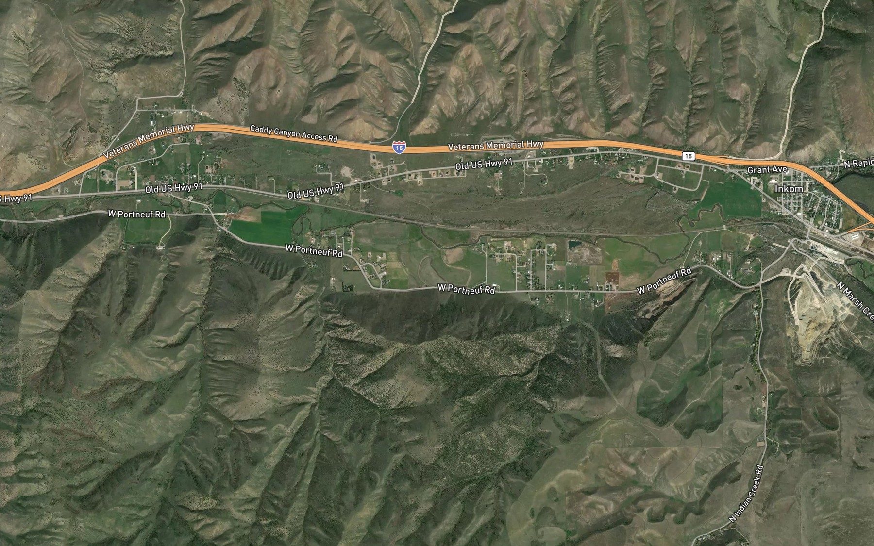 Satellite map of the Portneuf River Slough