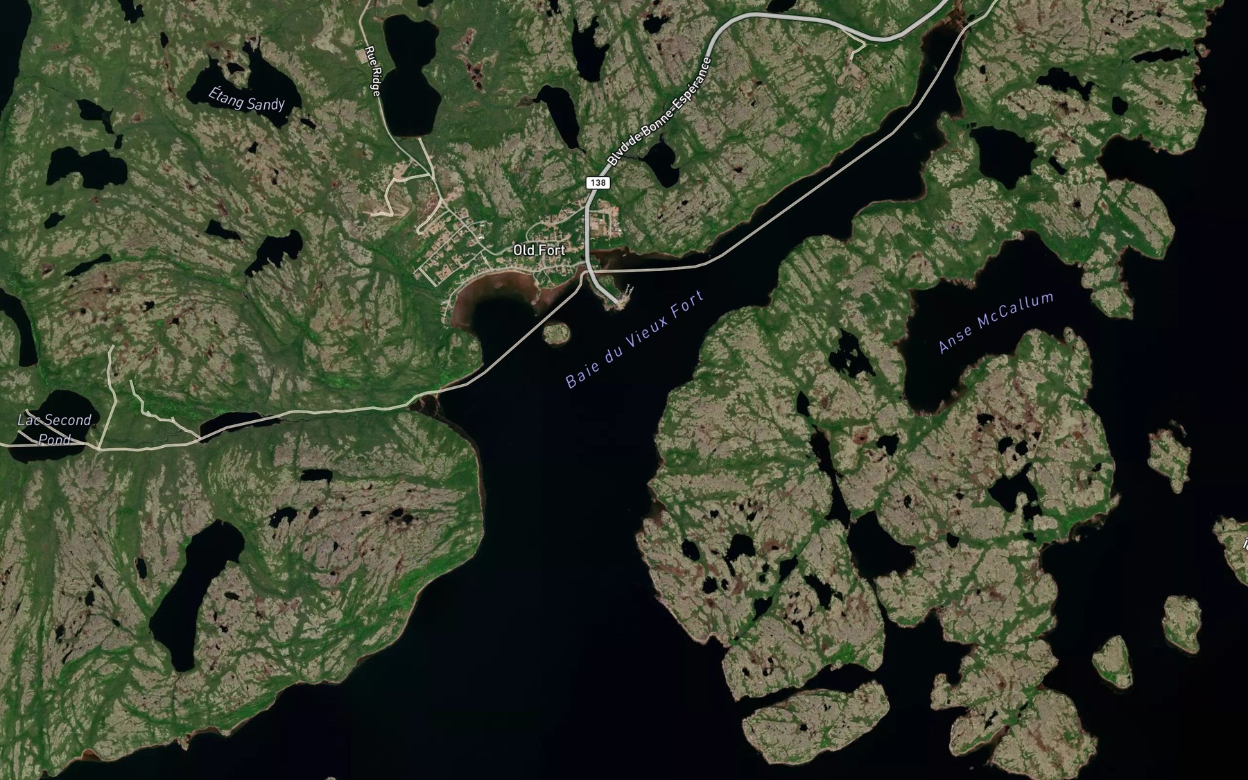 Satellite map of the Baie du Vieux Fort