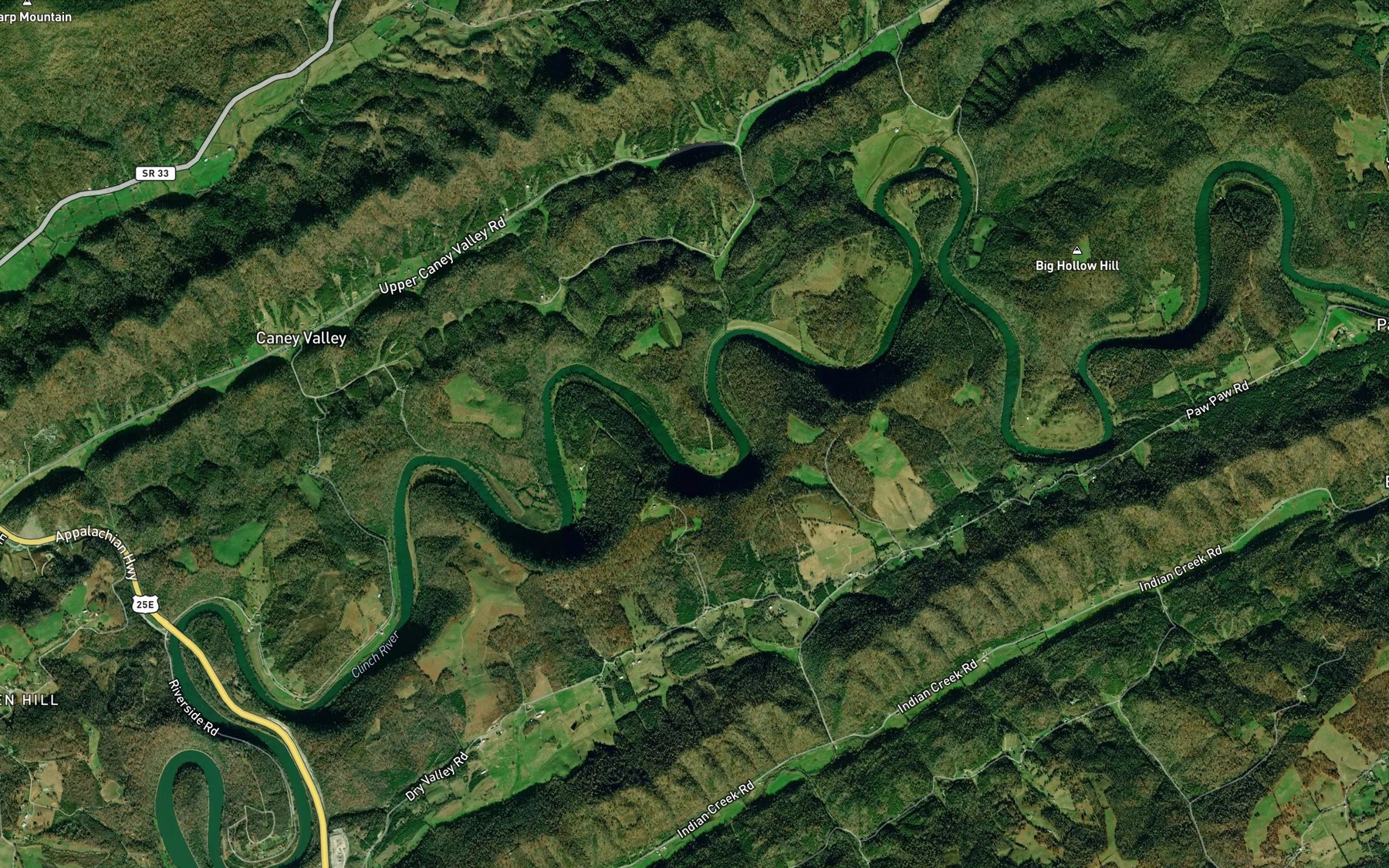 Satellite map of the Posey Bend