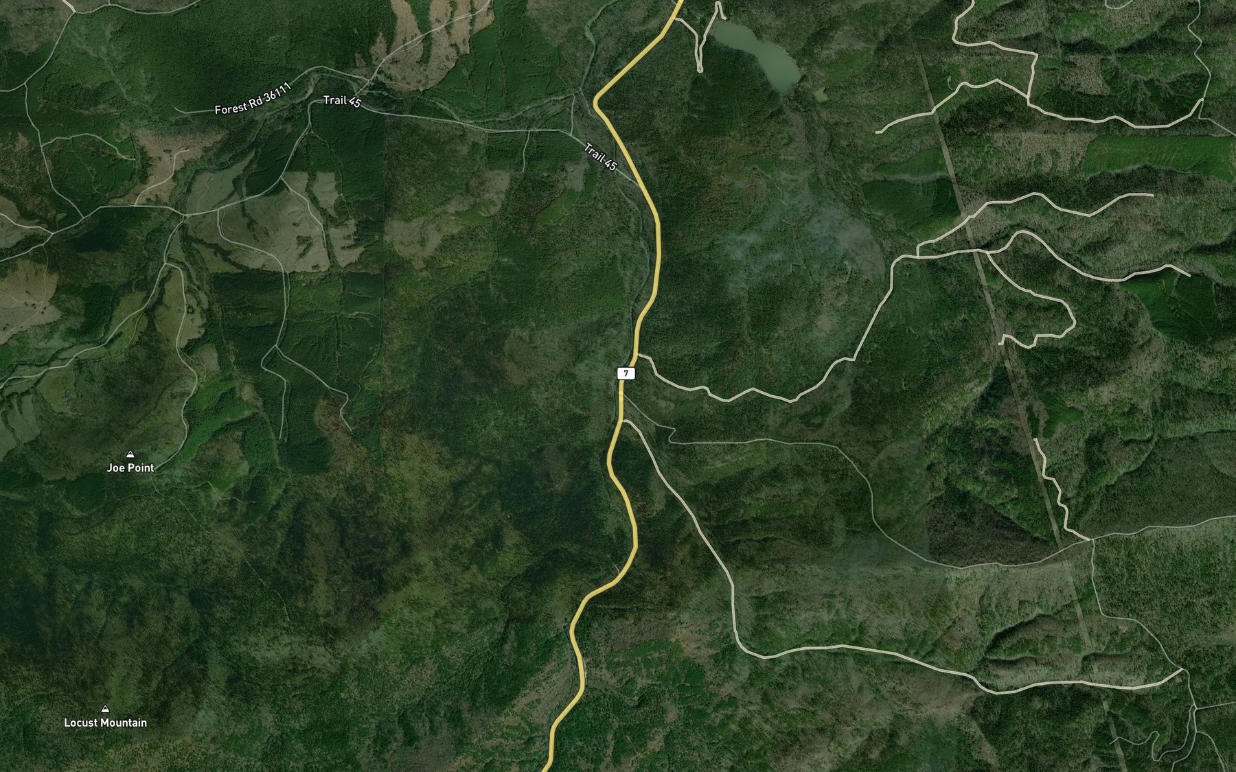 Satellite map of the Sugar Creek