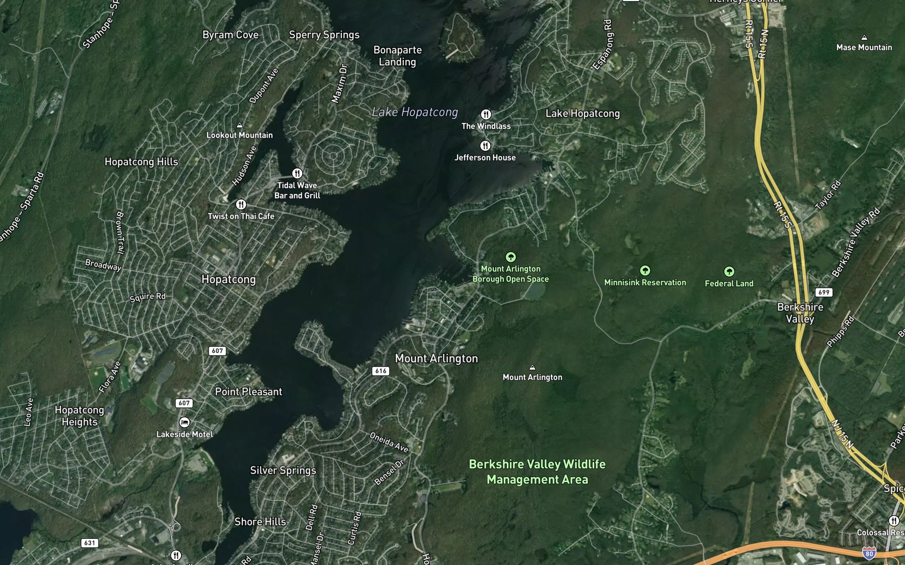 Satellite map of the Lee's County Park Marina