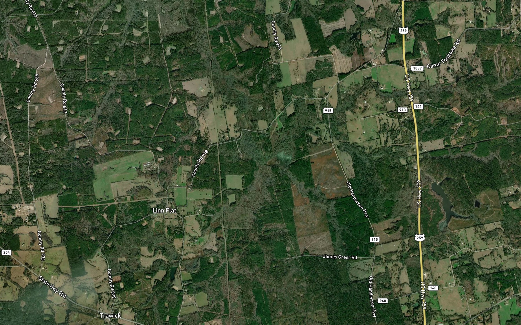 Satellite map of the East Fork Pen Creek