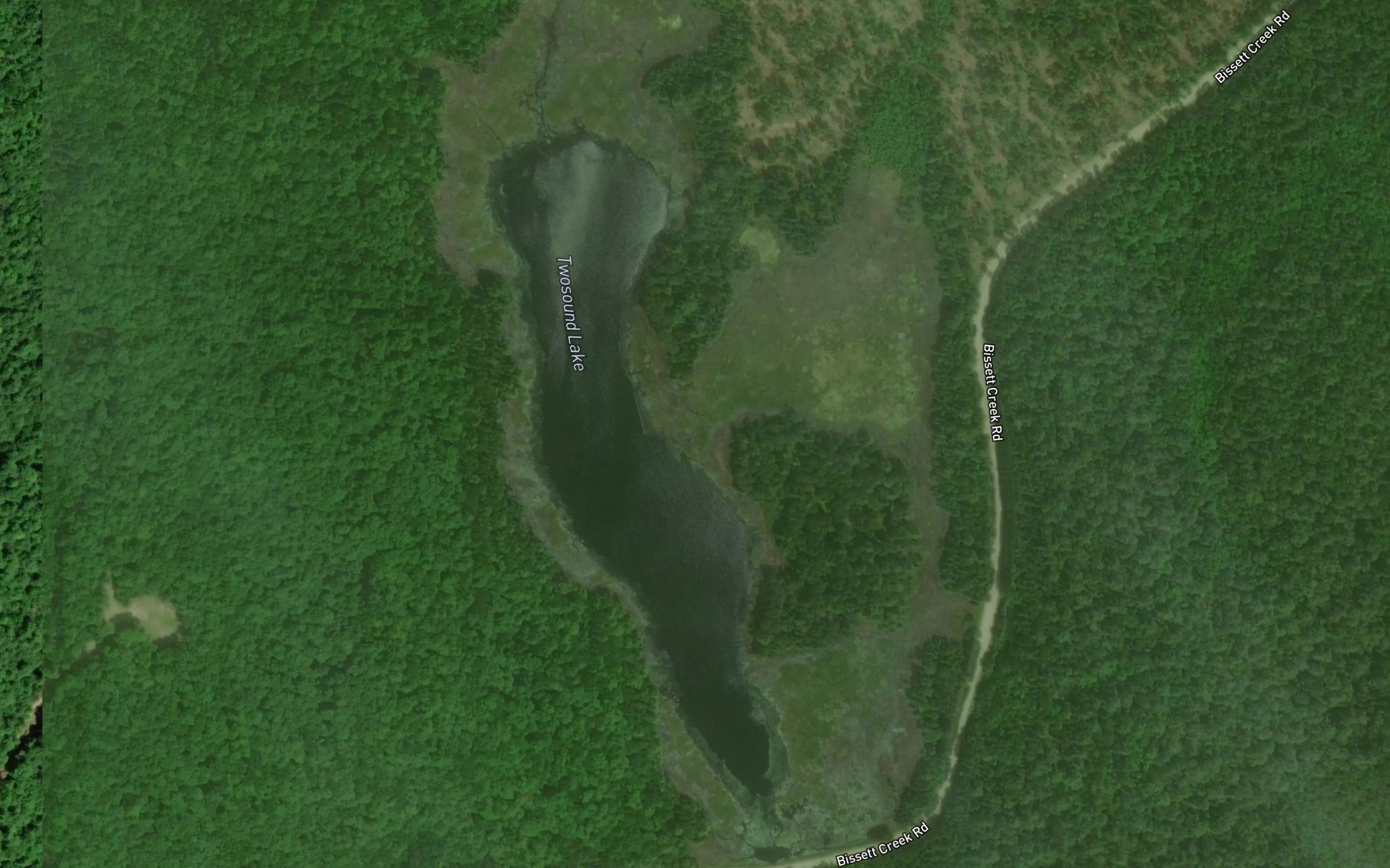 Satellite map of the Twosound Lake
