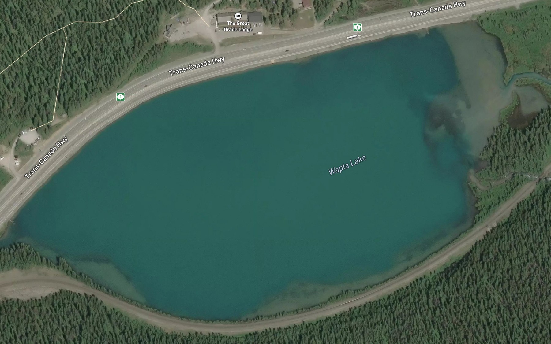 Satellite map of the Wapta Lake