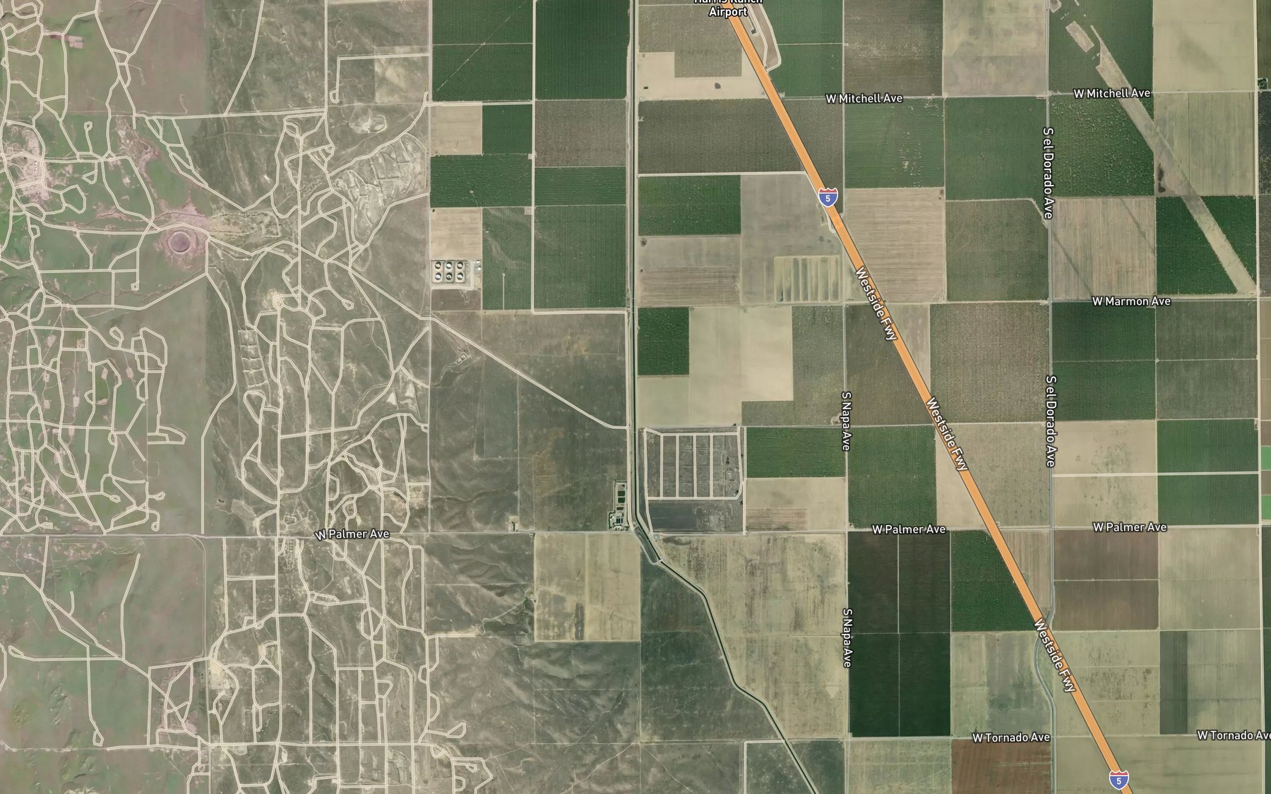 Satellite map of the Coalinga Canal