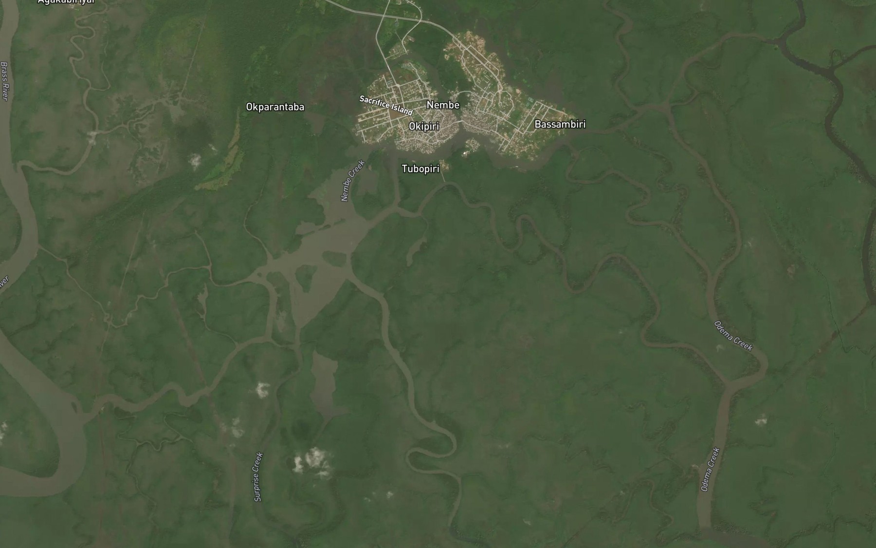 Satellite map of the Nembe Flats