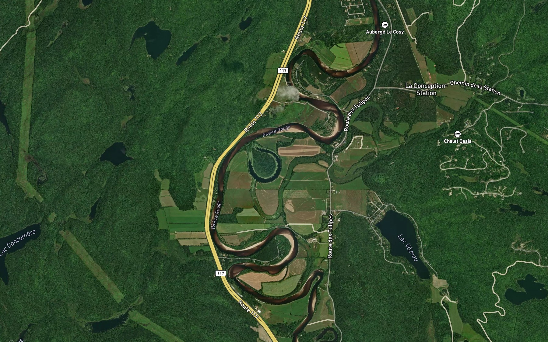 Satellite map of the Lac Fer a Cheval