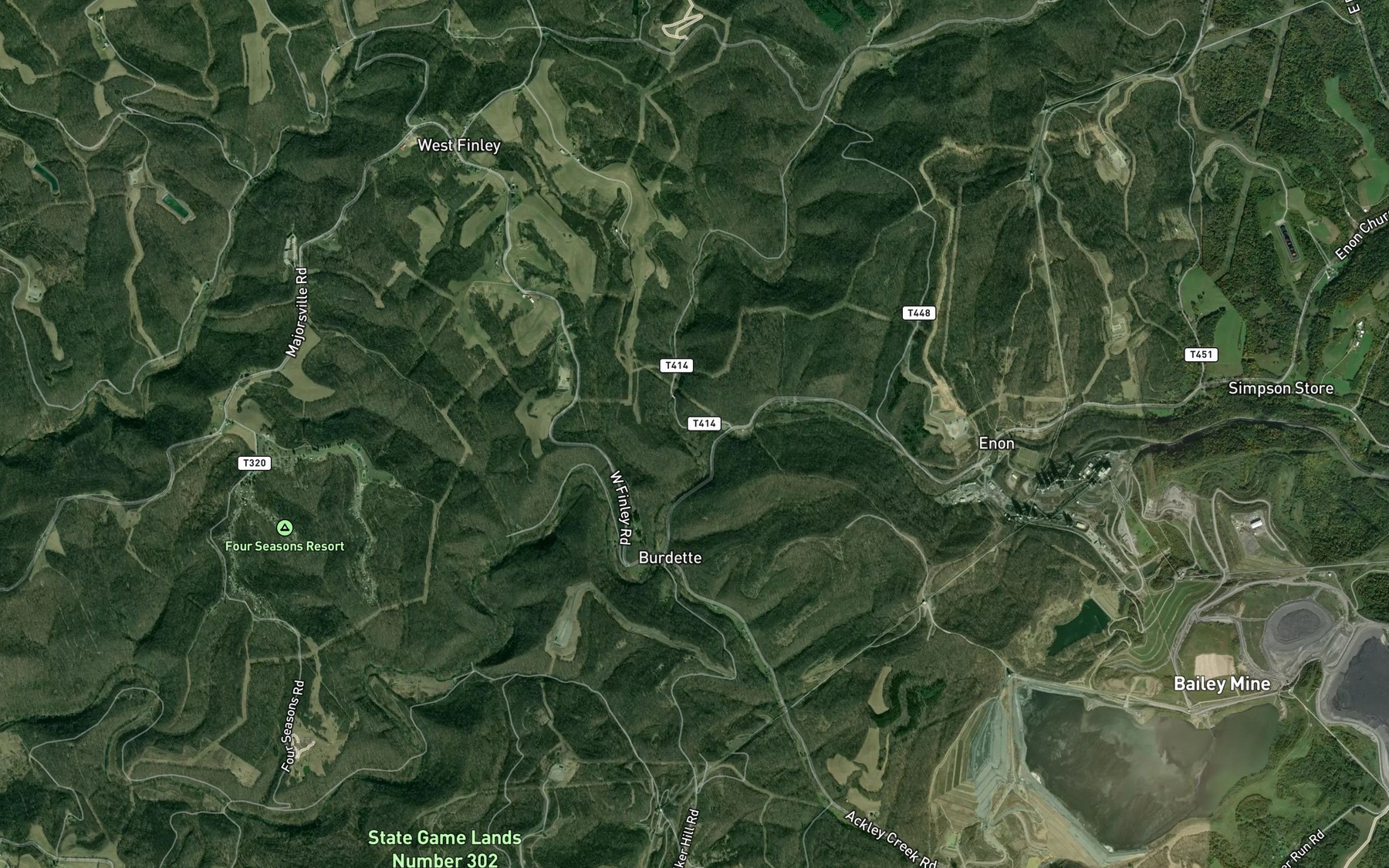 Satellite map of the Templeton Fork