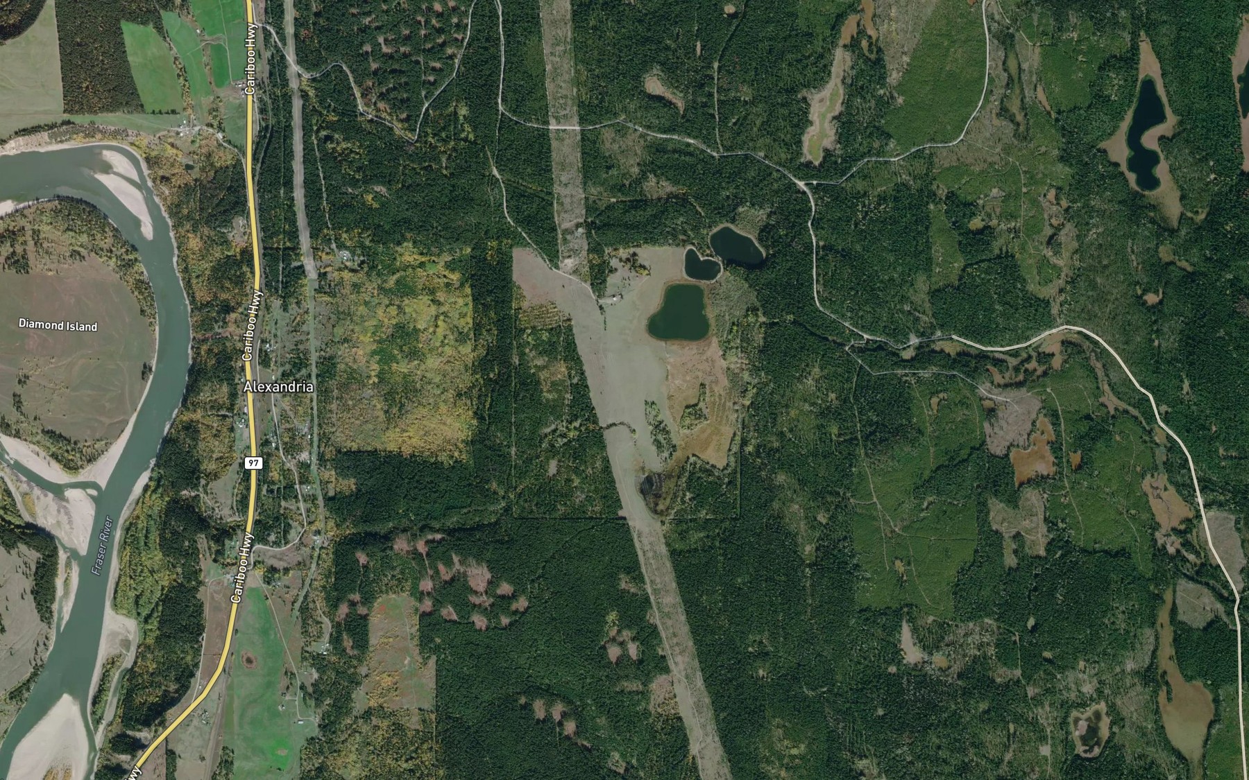 Satellite map of the Alix Lakes