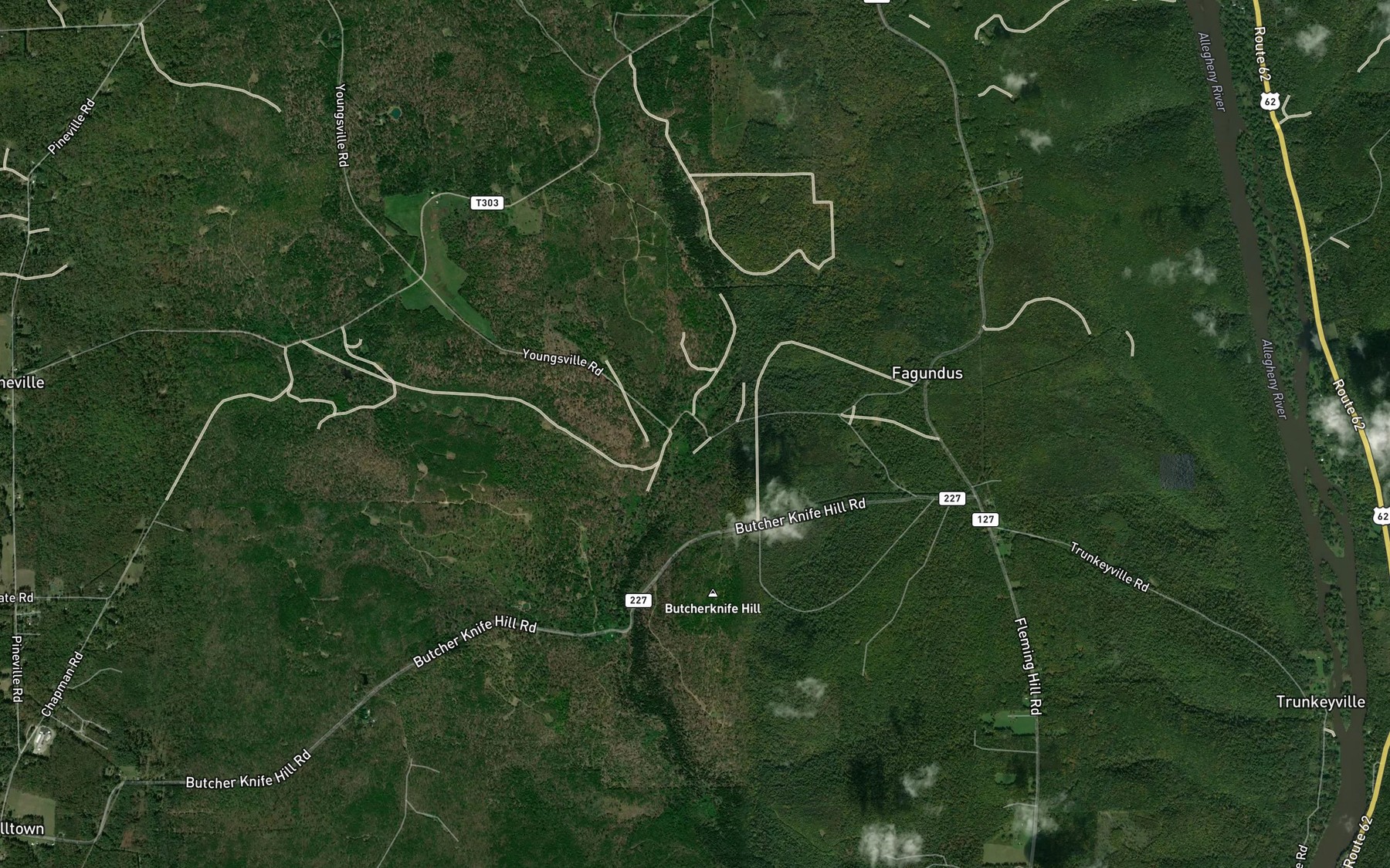 Satellite map of the Martin Run