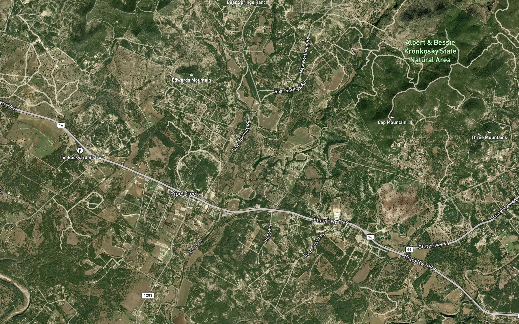 Satellite map of the Bear Springs Creek
