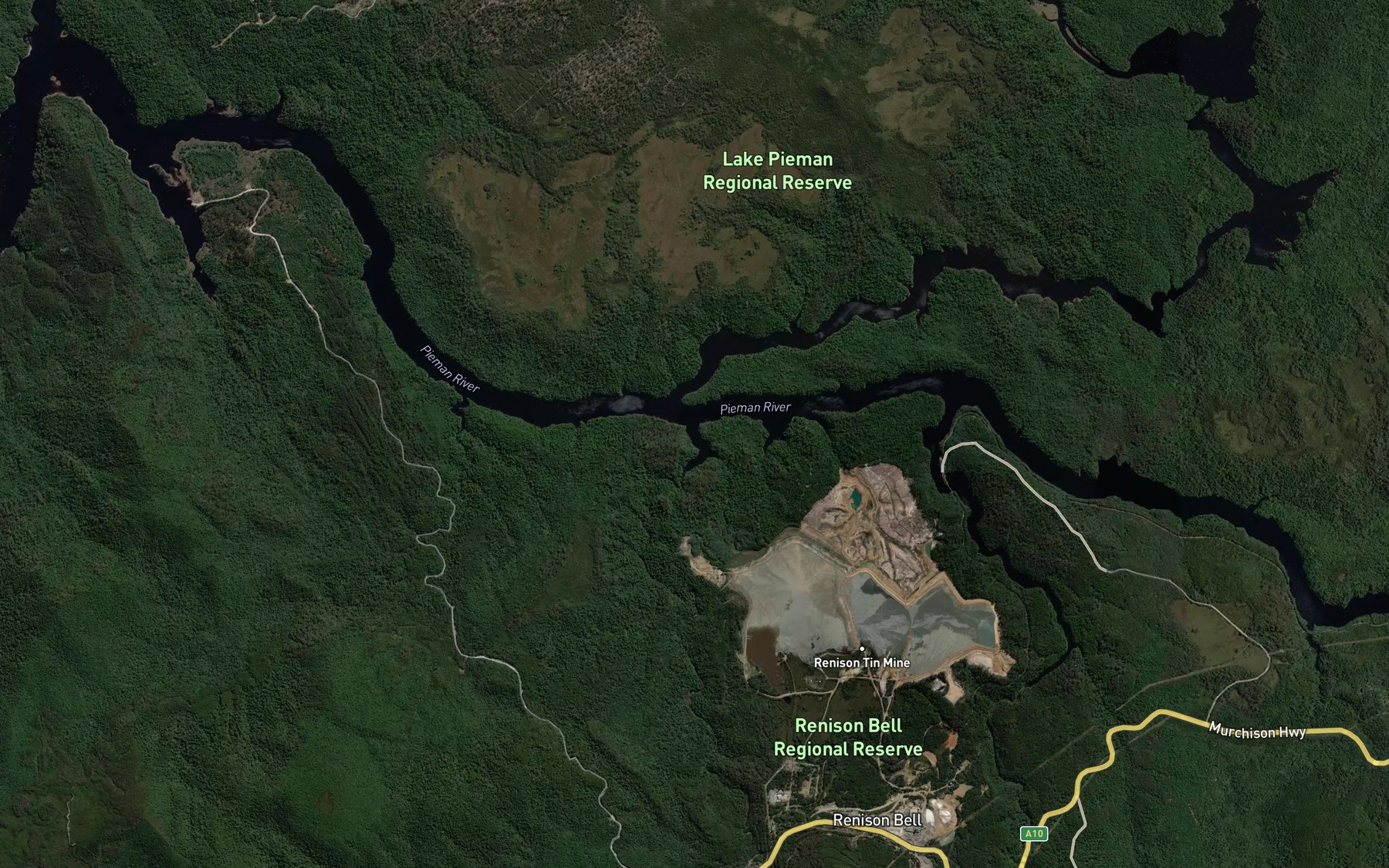 Satellite map of the Huskisson River
