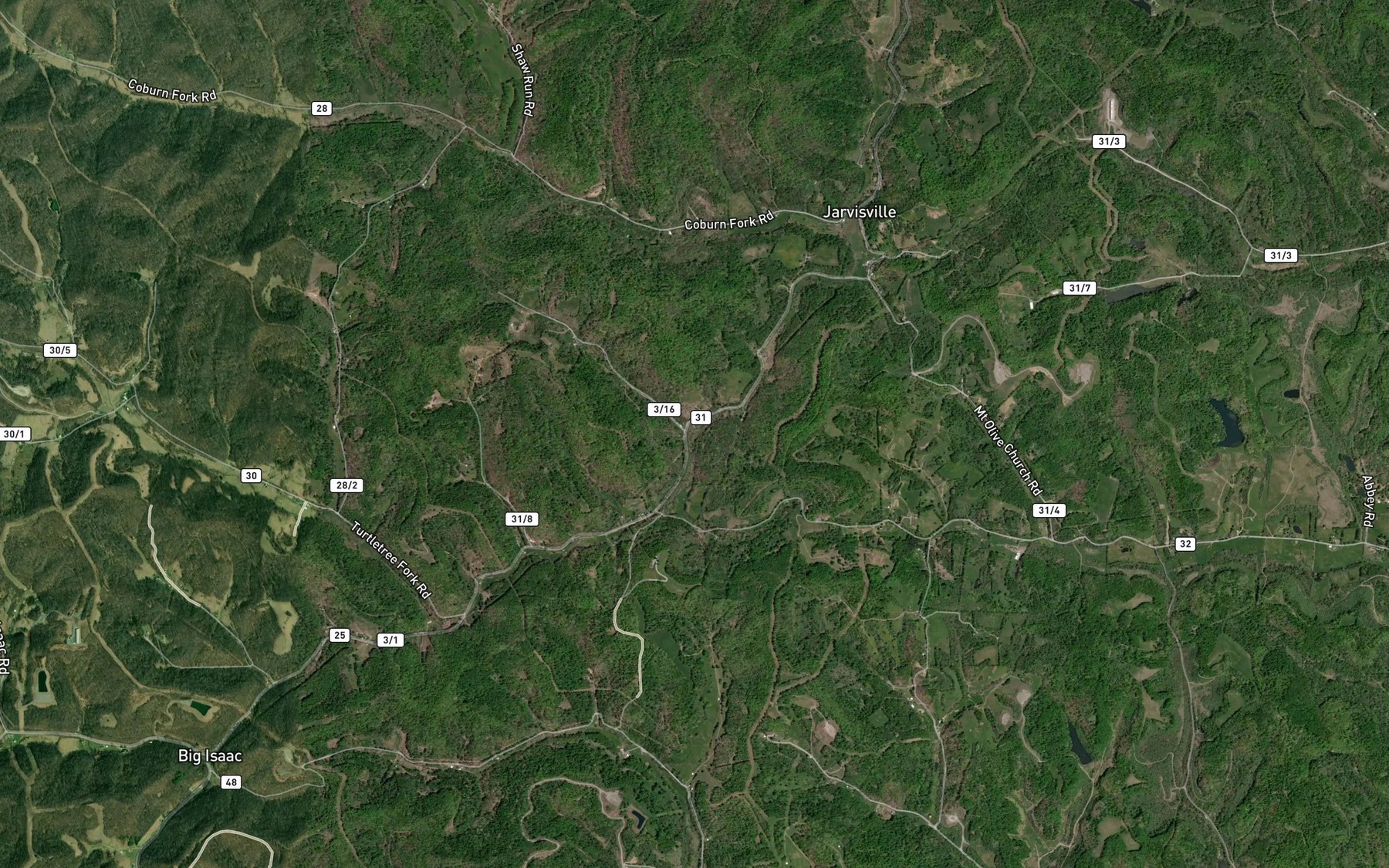 Satellite map of the Rush Run