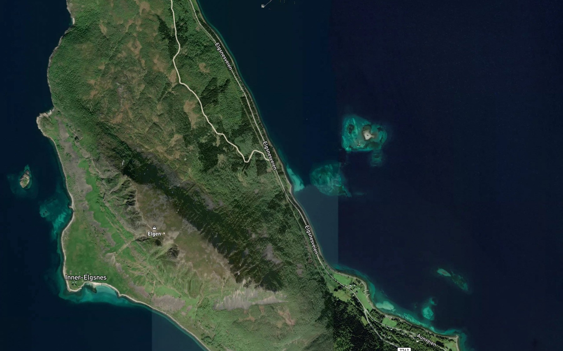 Satellite map of the Skjellelva