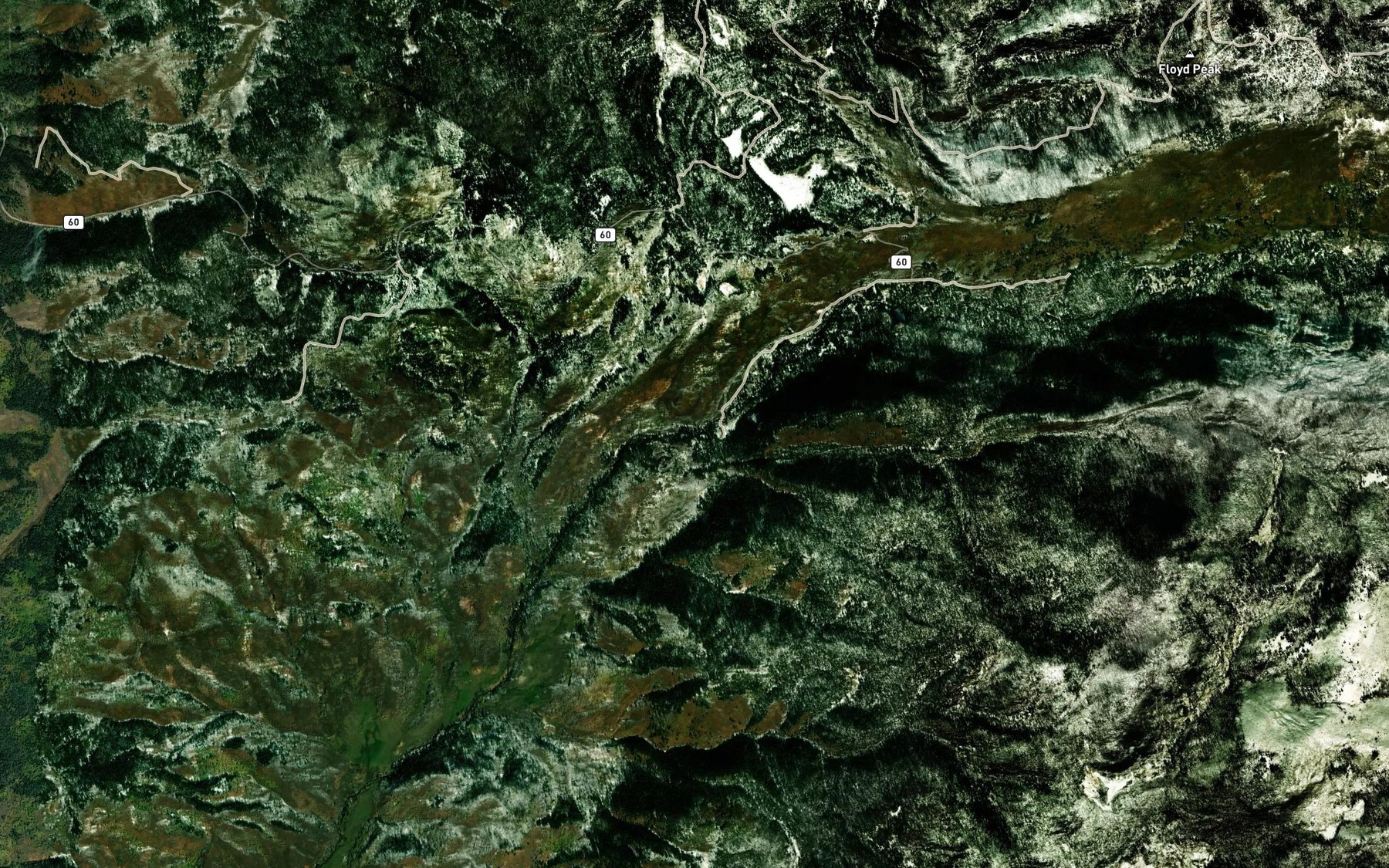 Satellite map of the Roaring Fork Creek