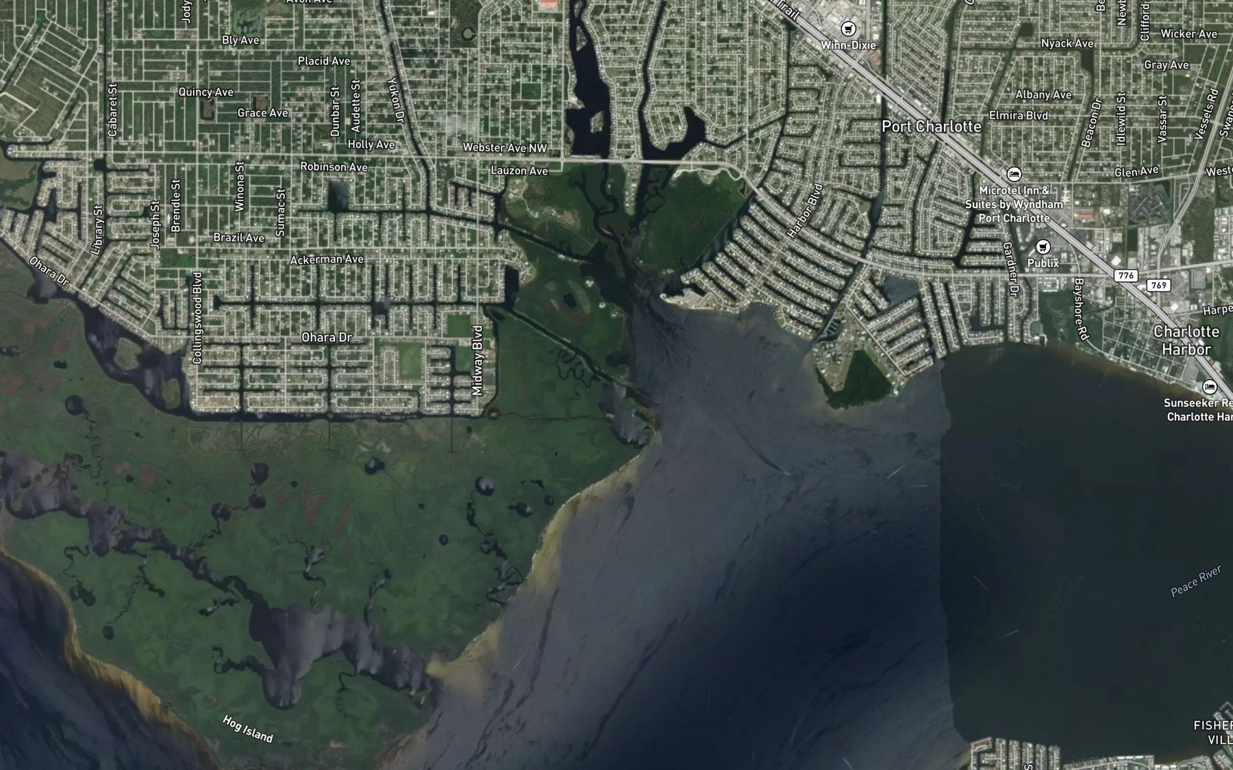 Satellite map of the Lewis Creek