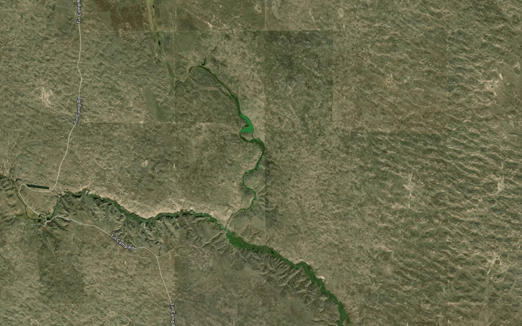 Satellite map of the Pawnee Springs Ranch Reservoir
