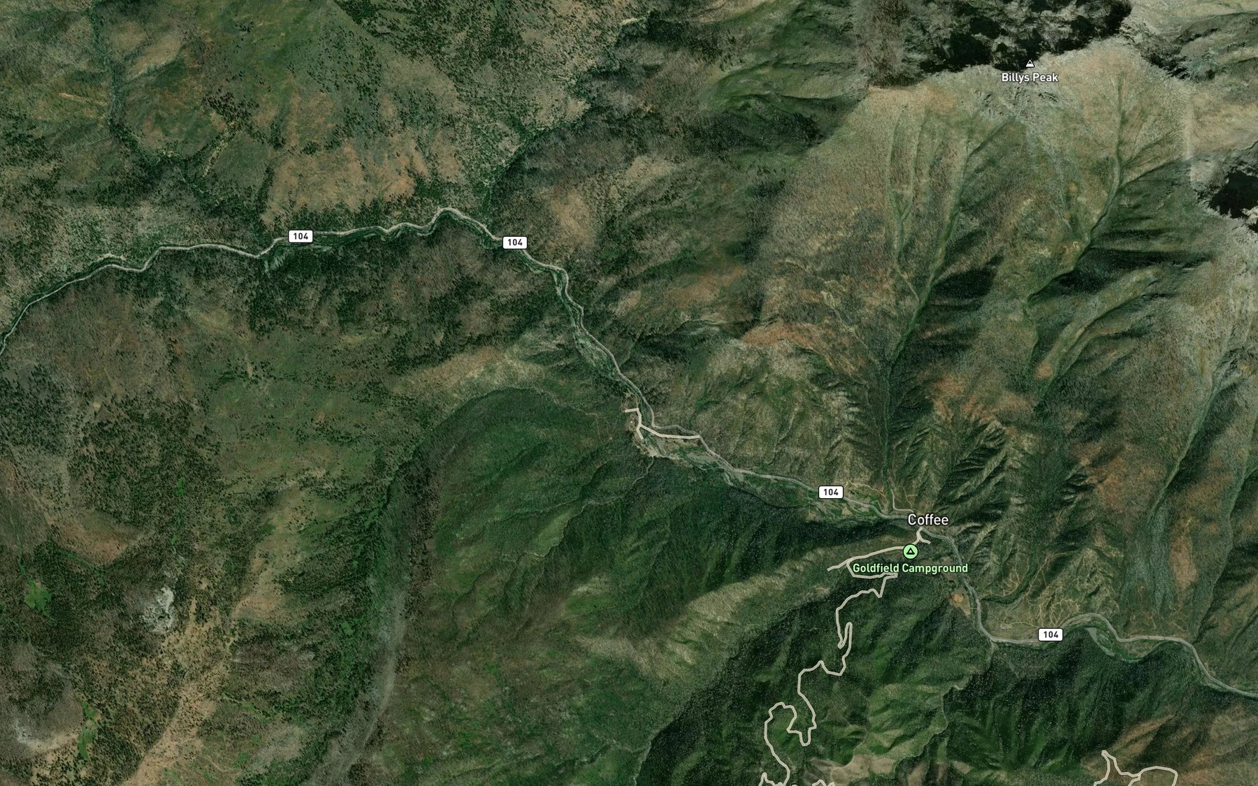 Satellite map of the Sugar Pine Creek
