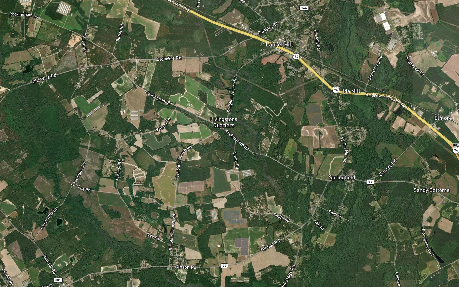 Satellite map of the Browns Branch