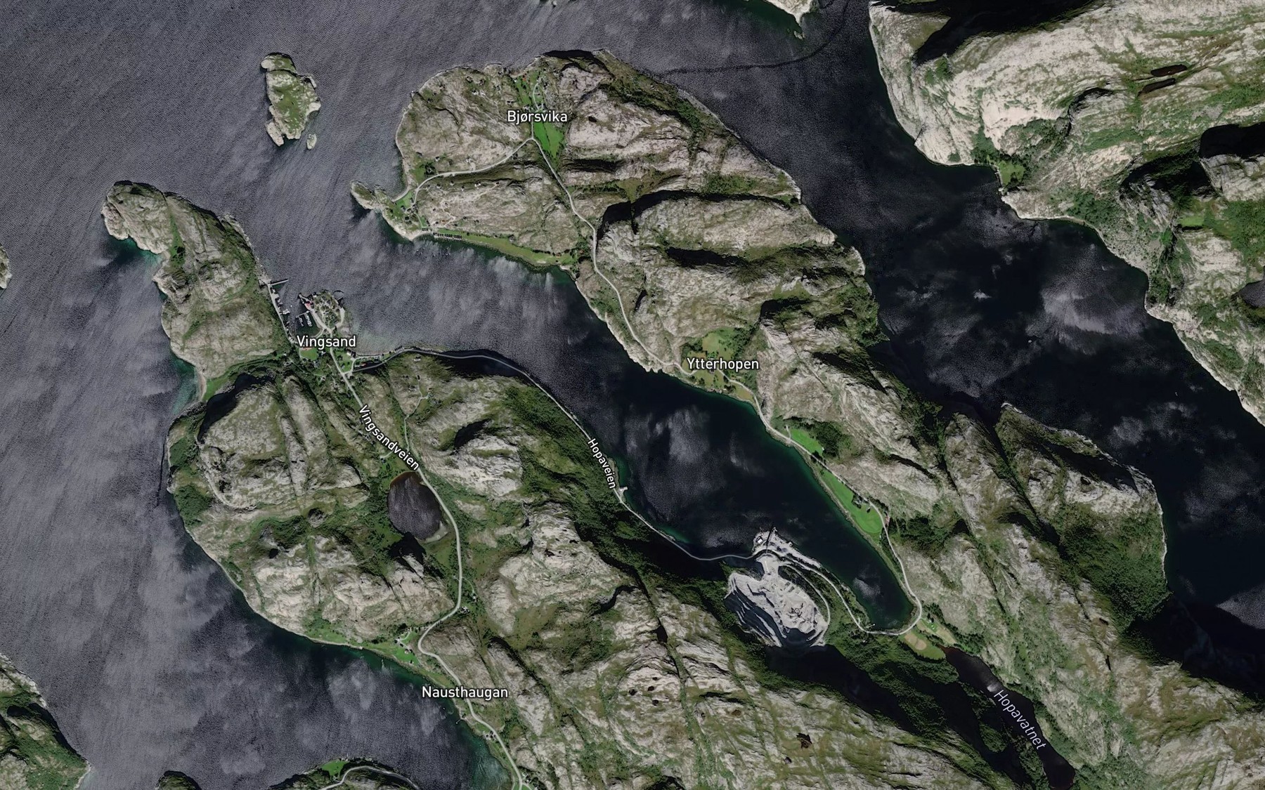 Satellite map of the Hopafjorden