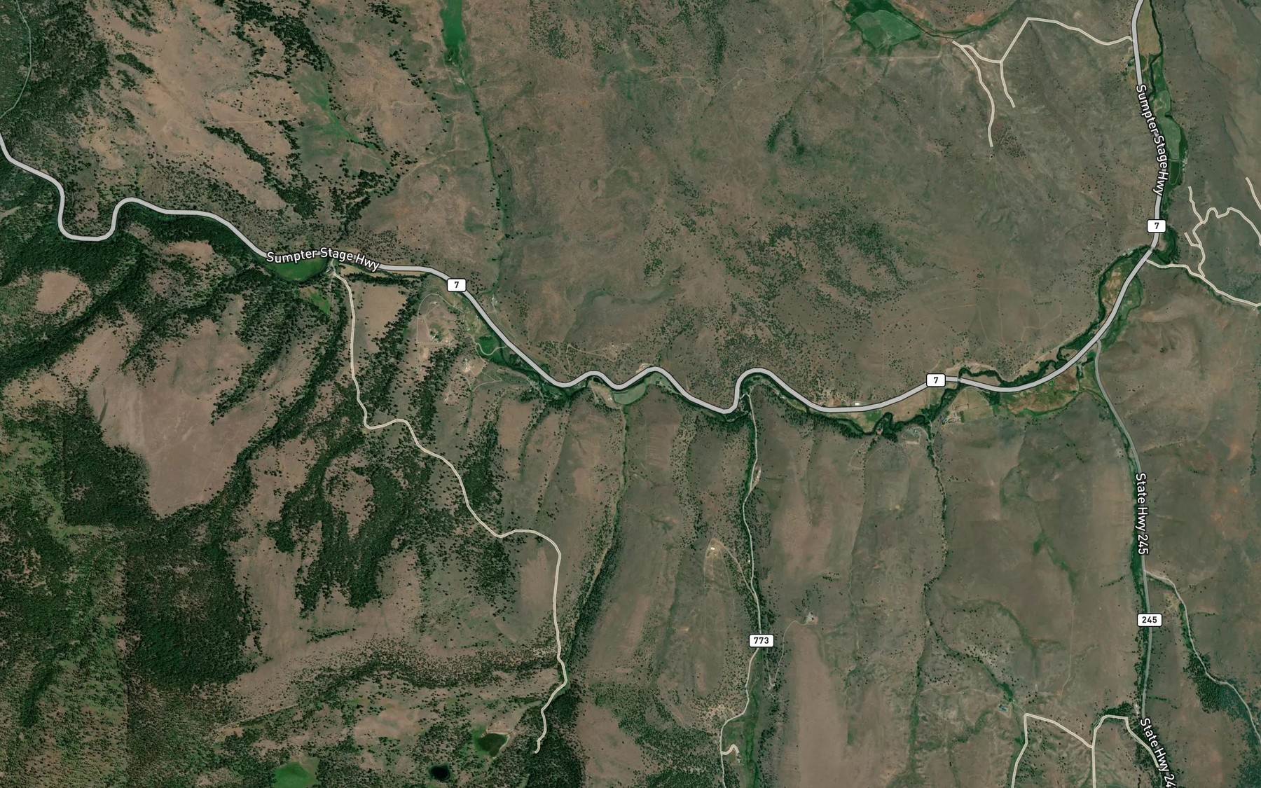 Satellite map of the Lake Creek