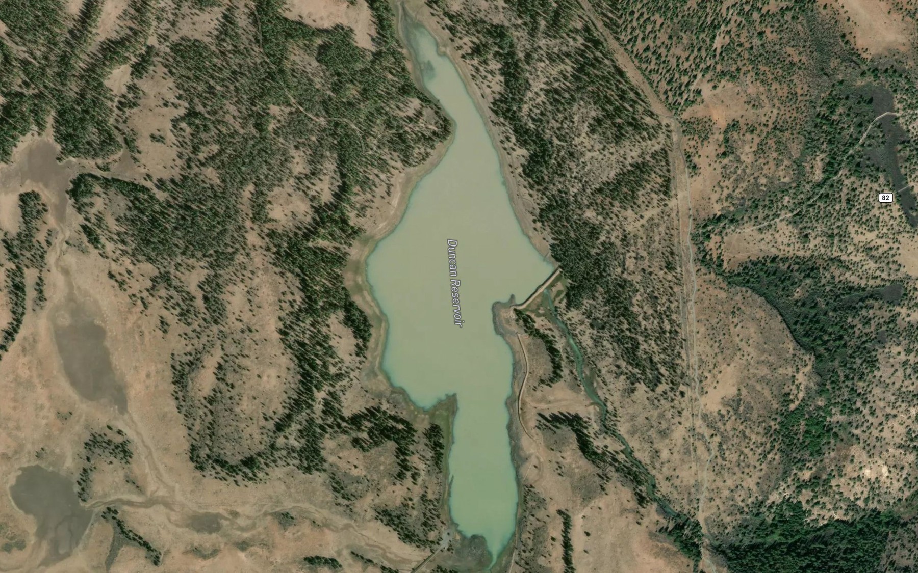 Satellite map of the Duncan Reservoir