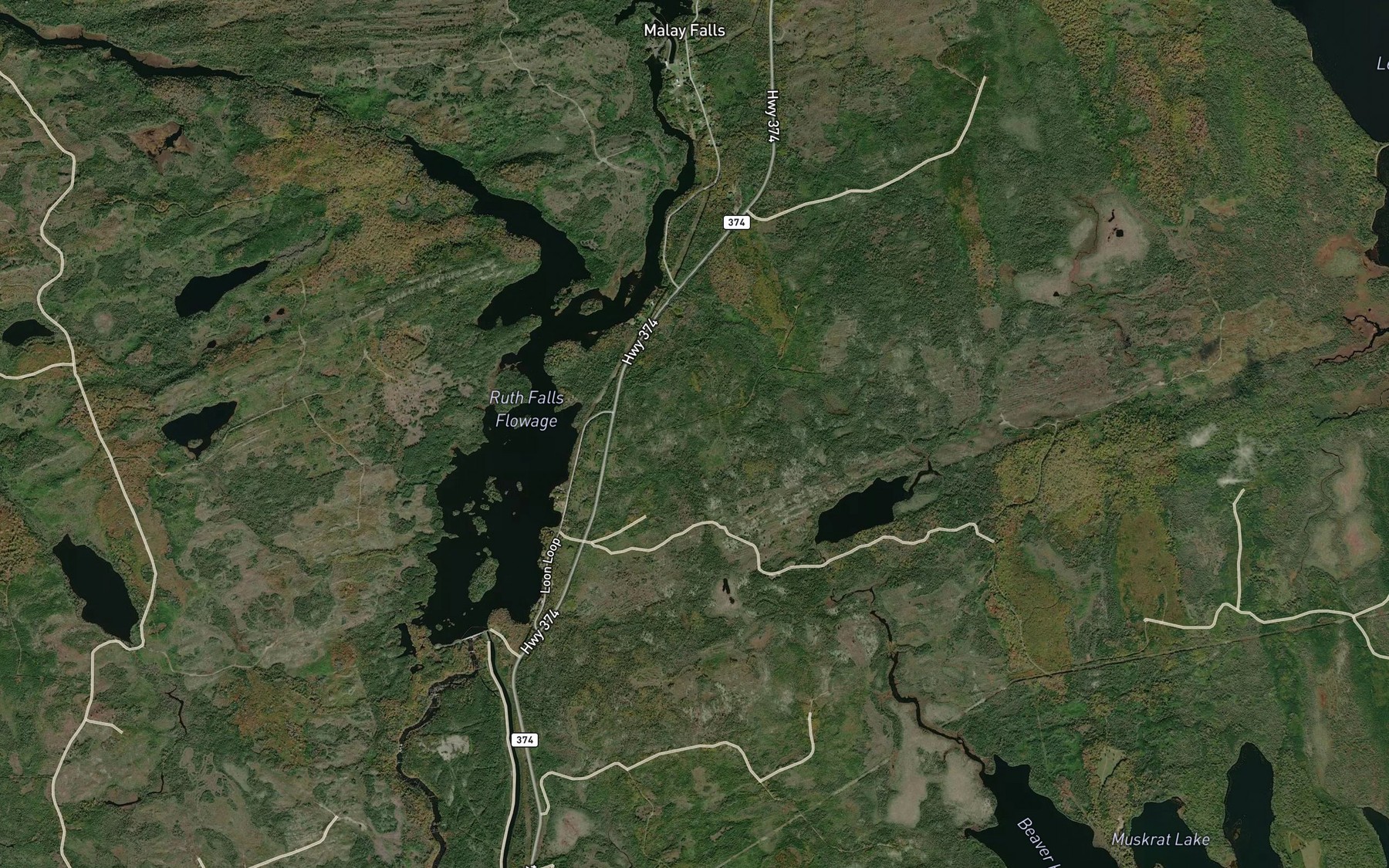 Satellite map of the Grant River