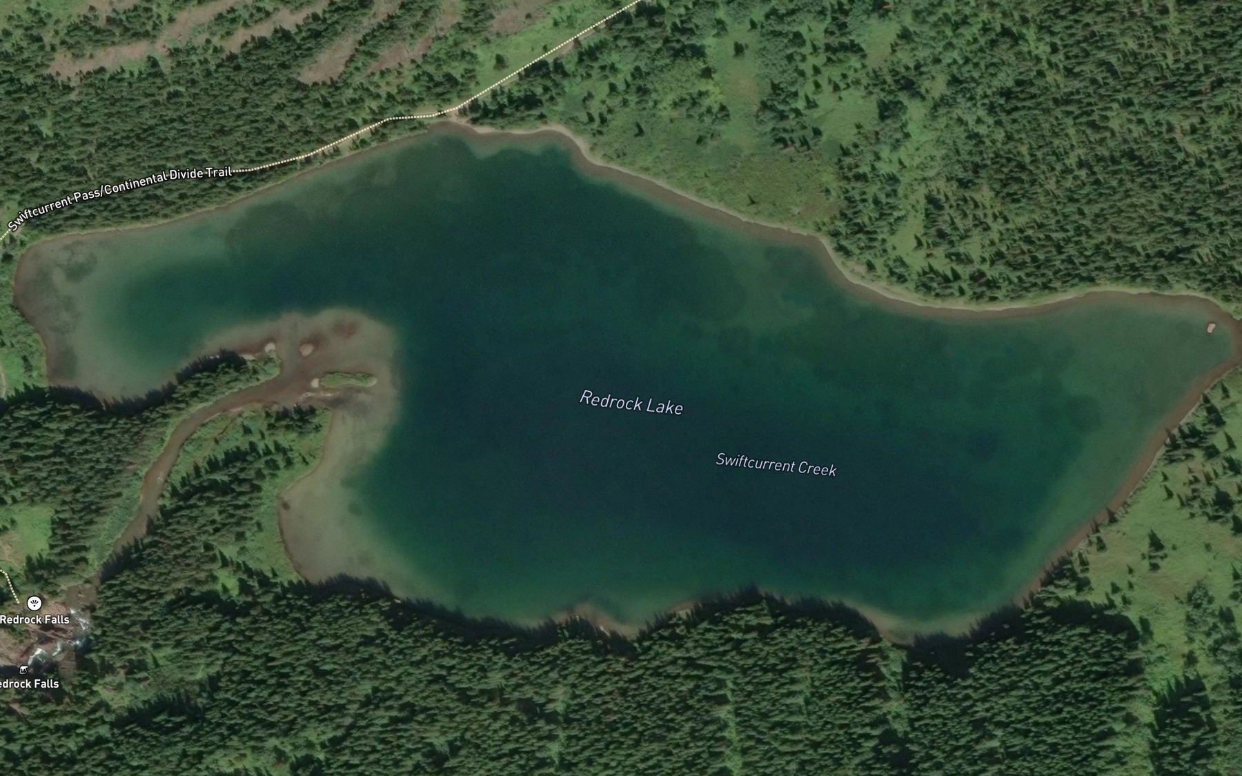 Satellite map of the Redrock Lake