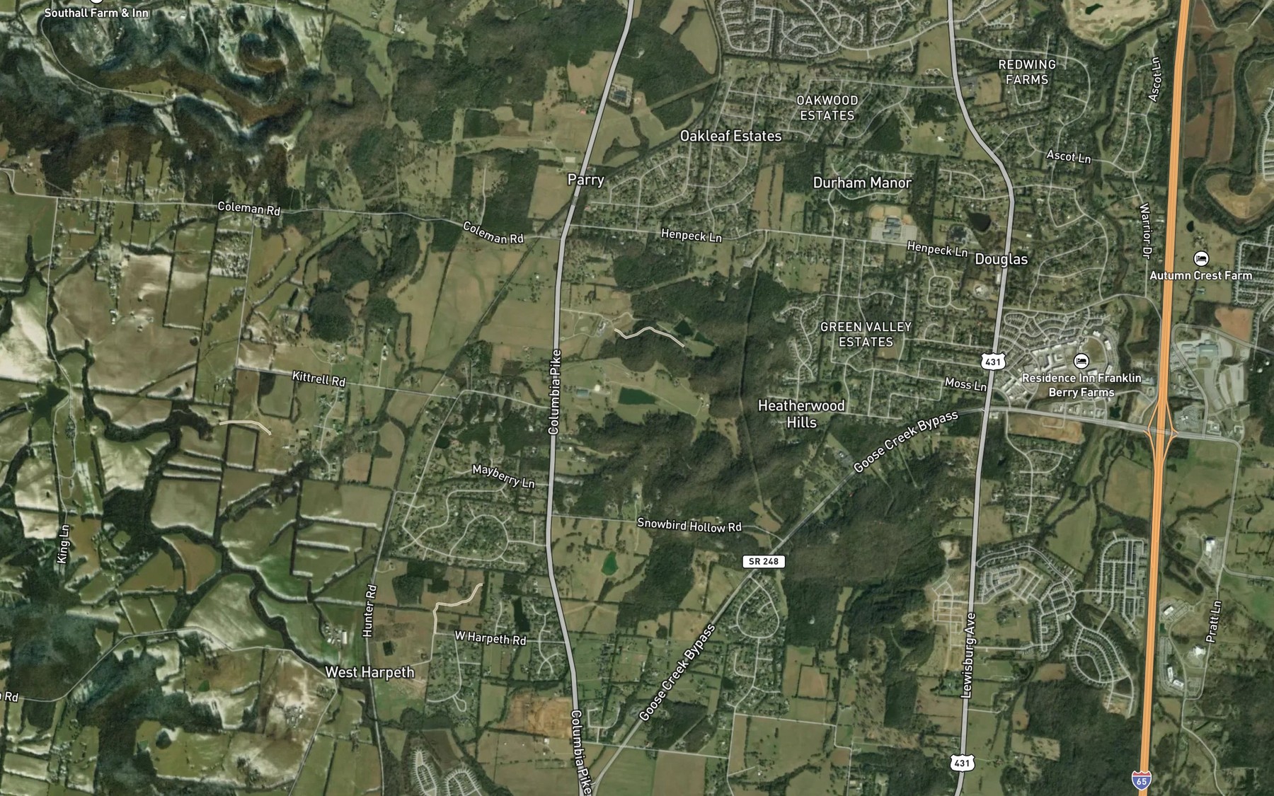 Satellite map of the Russel White Lake