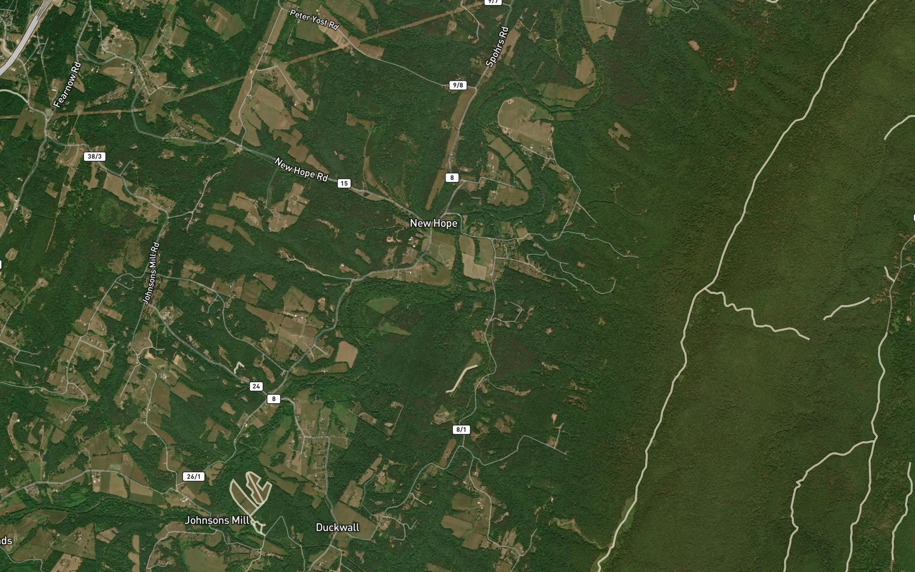 Satellite map of the Mountain Run