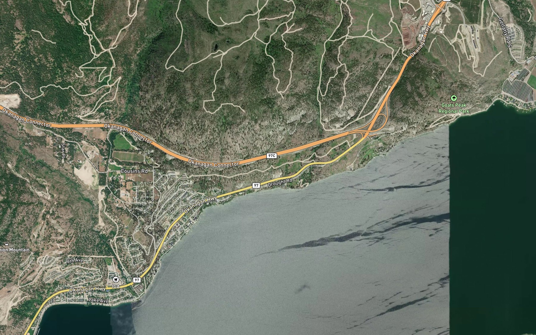 Satellite map of the Drought Creek