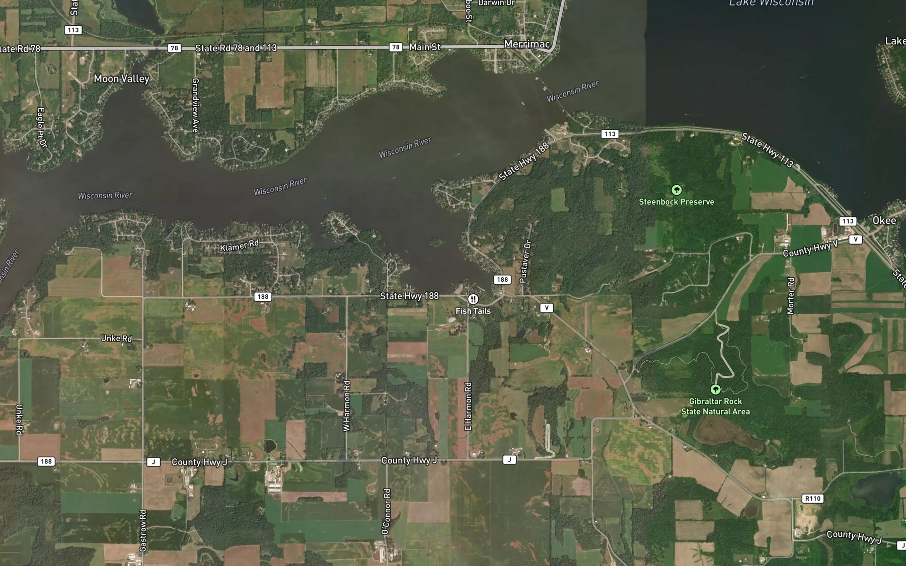 Satellite map of the Sunset Bay