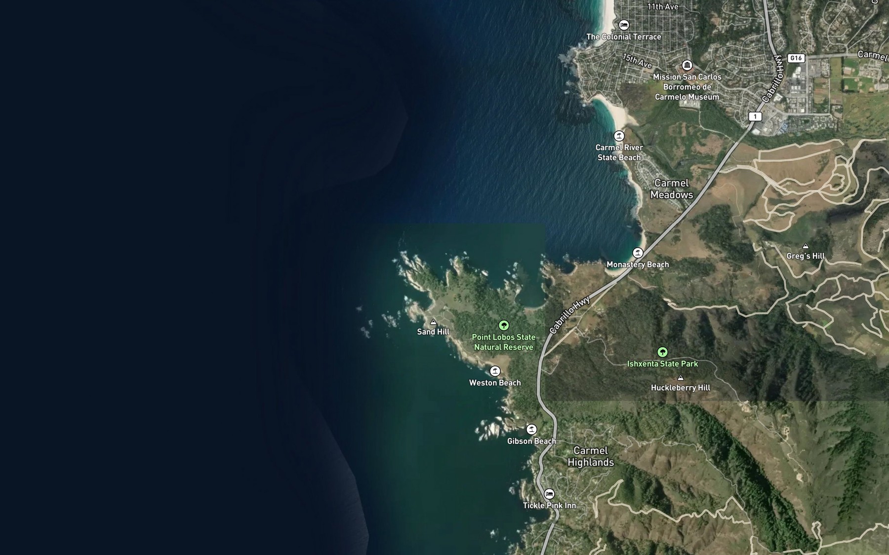 Satellite map of the Cypress Cove